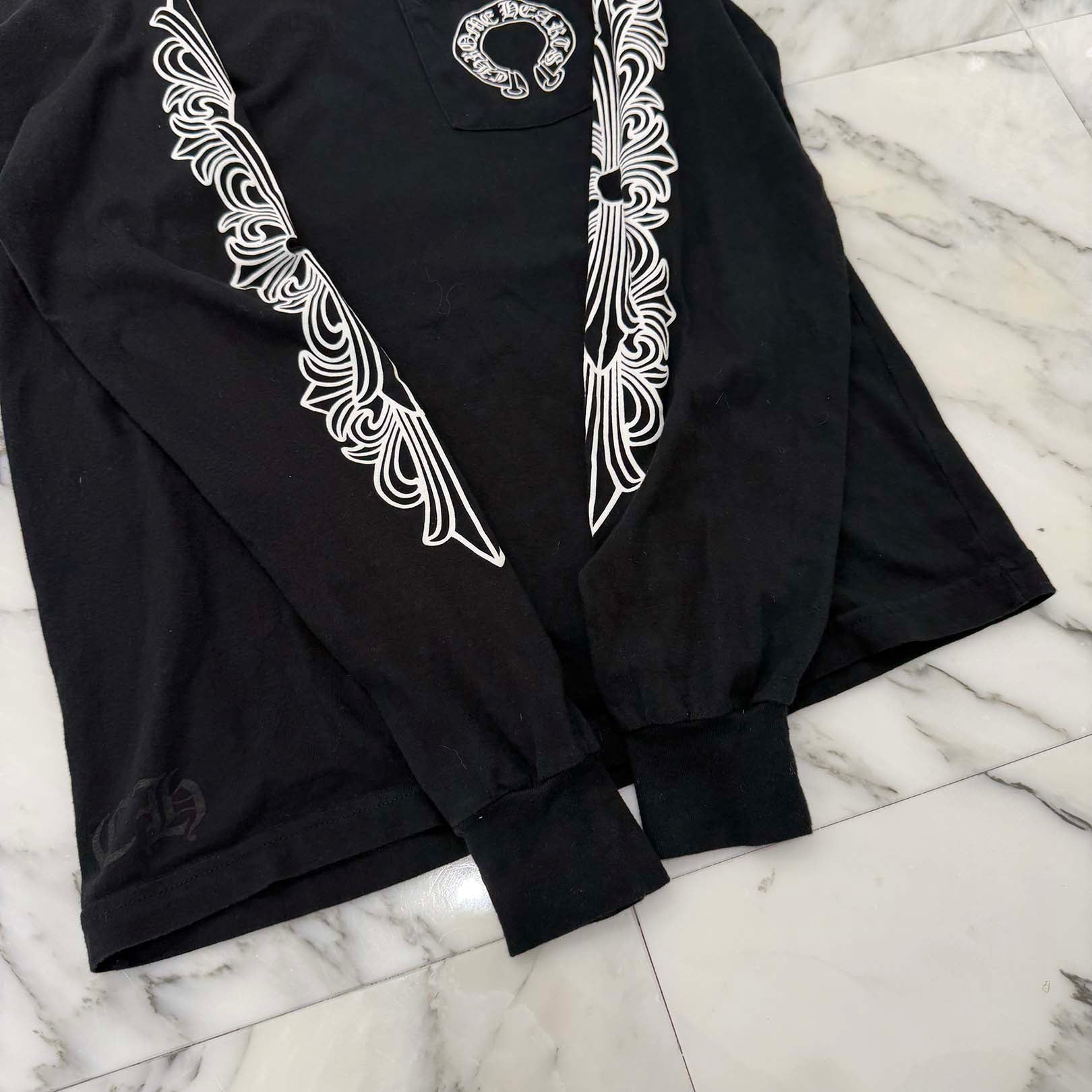 CHROME HEARTS Floral Cross Horseshoe Long Sleeve Tee Size S クロムハーツ フローラルクロス ホースシュー ロングスリーブ Tシャツ サイズS