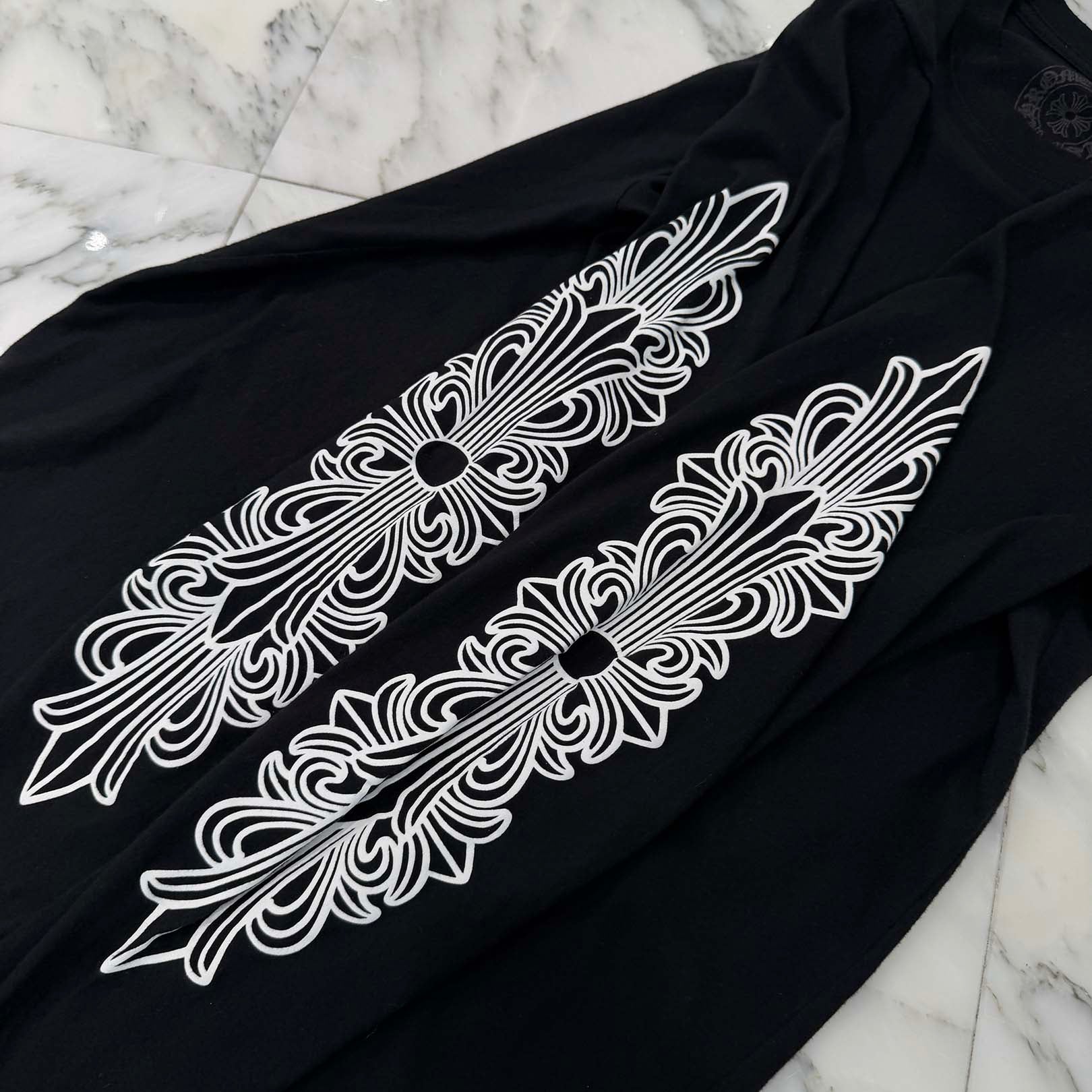 CHROME HEARTS Floral Cross Horseshoe Long Sleeve Tee Size S クロムハーツ フローラルクロス ホースシュー ロングスリーブ Tシャツ サイズS
