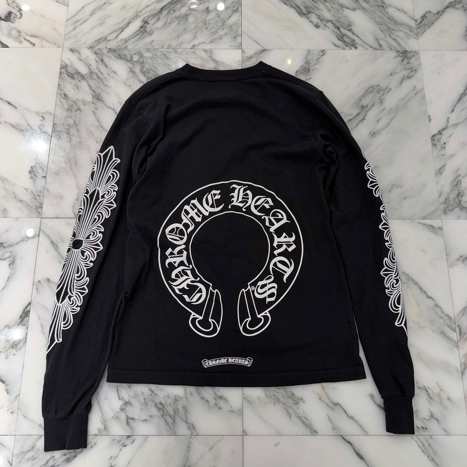 CHROME HEARTS Floral Cross Horseshoe Long Sleeve Tee Size S クロムハーツ フローラルクロス ホースシュー ロングスリーブ Tシャツ サイズS