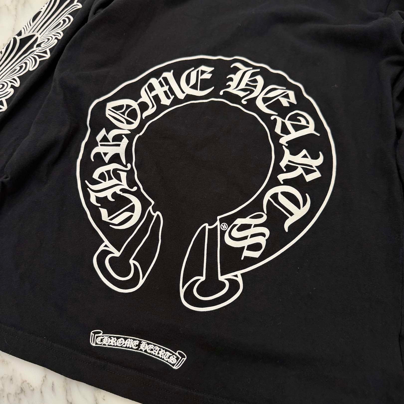 CHROME HEARTS Floral Cross Horseshoe Long Sleeve Tee Size S クロムハーツ フローラルクロス ホースシュー ロングスリーブ Tシャツ サイズS