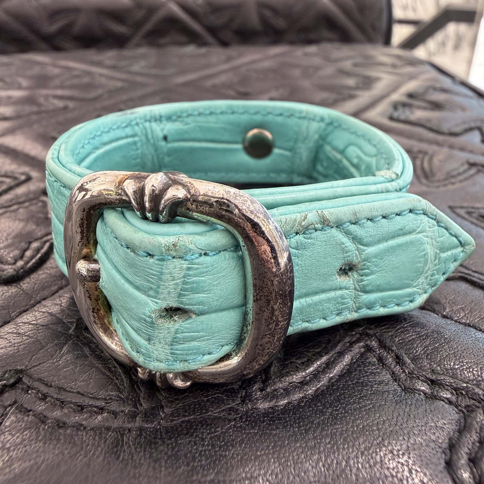 CHROME HEARTS ALLIGATOR Gunslinger Cross Ball Leather Bracelet クロムハーツ アリゲーター ガンスリンガー クロスボール レザーブレスレット