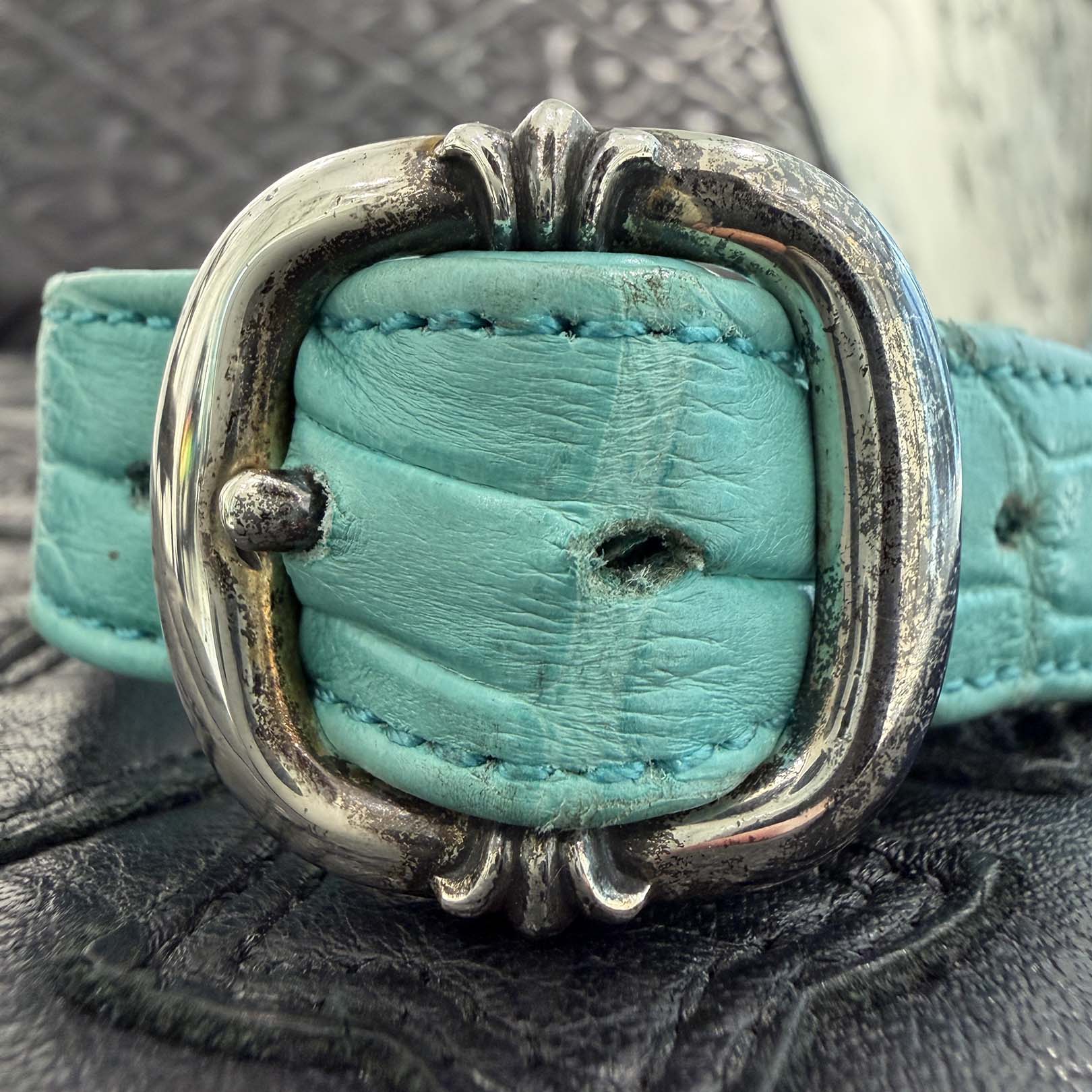 CHROME HEARTS ALLIGATOR Gunslinger Cross Ball Leather Bracelet クロムハーツ アリゲーター ガンスリンガー クロスボール レザーブレスレット