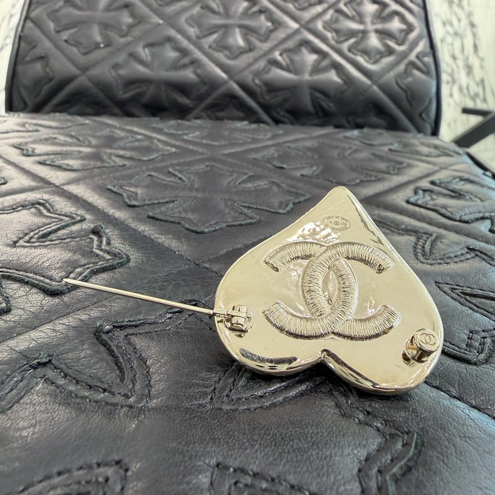 CHANEL 2021 Coco Mark Gold Metal Heart Brooch B21 K シャネル 2021 ココマーク ゴールド メタル ハート ブローチ