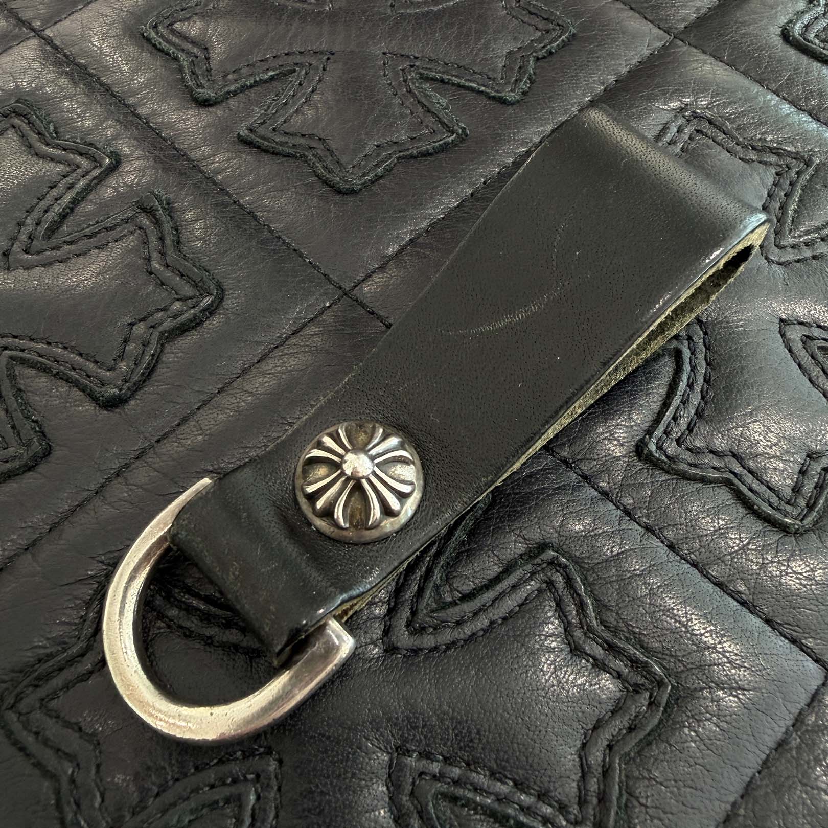 CHROME HEARTS Cross Ball Button Leather Belt Loop クロムハーツ