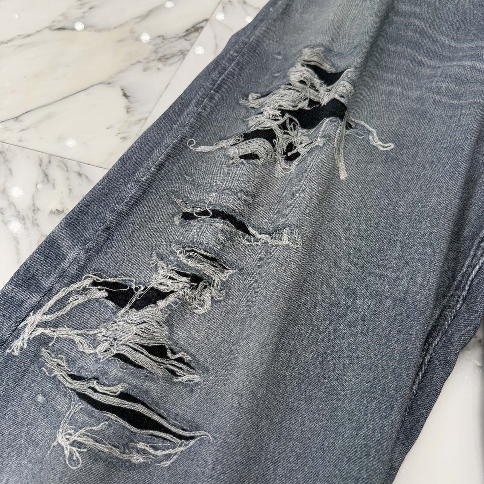 BALENCIAGA 2021AW Trompe L Oeil Jeans Wide Sweat Pants 675336 TLV86 Size M バレンシアガ トロンプルイユ ジーンズ転写 ワイドスウェットパンツ サイズM