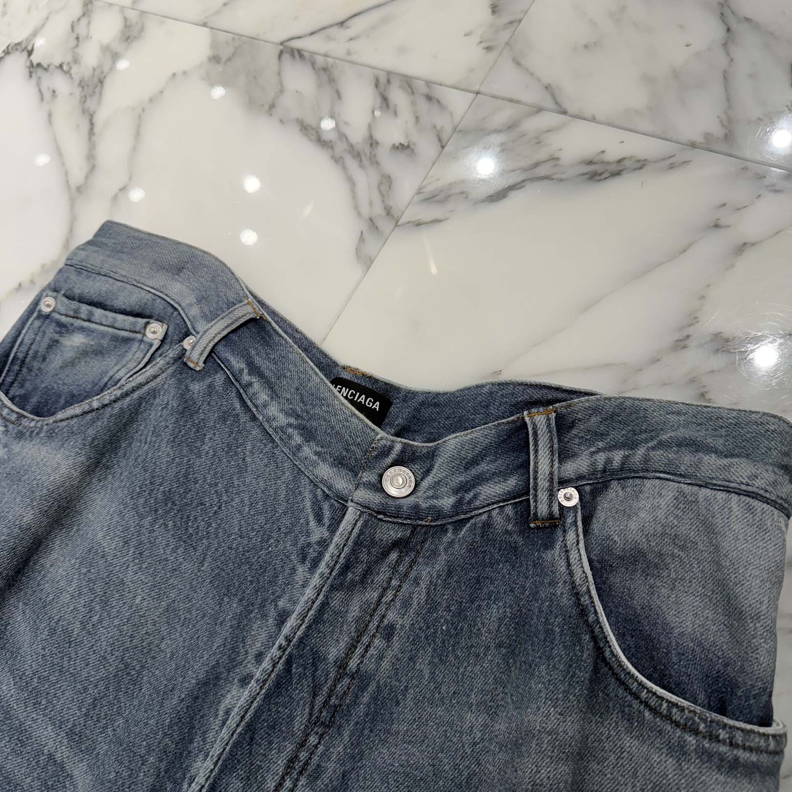 BALENCIAGA 2021AW Trompe L Oeil Jeans Wide Sweat Pants 675336 TLV86 Size M バレンシアガ トロンプルイユ ジーンズ転写 ワイドスウェットパンツ サイズM