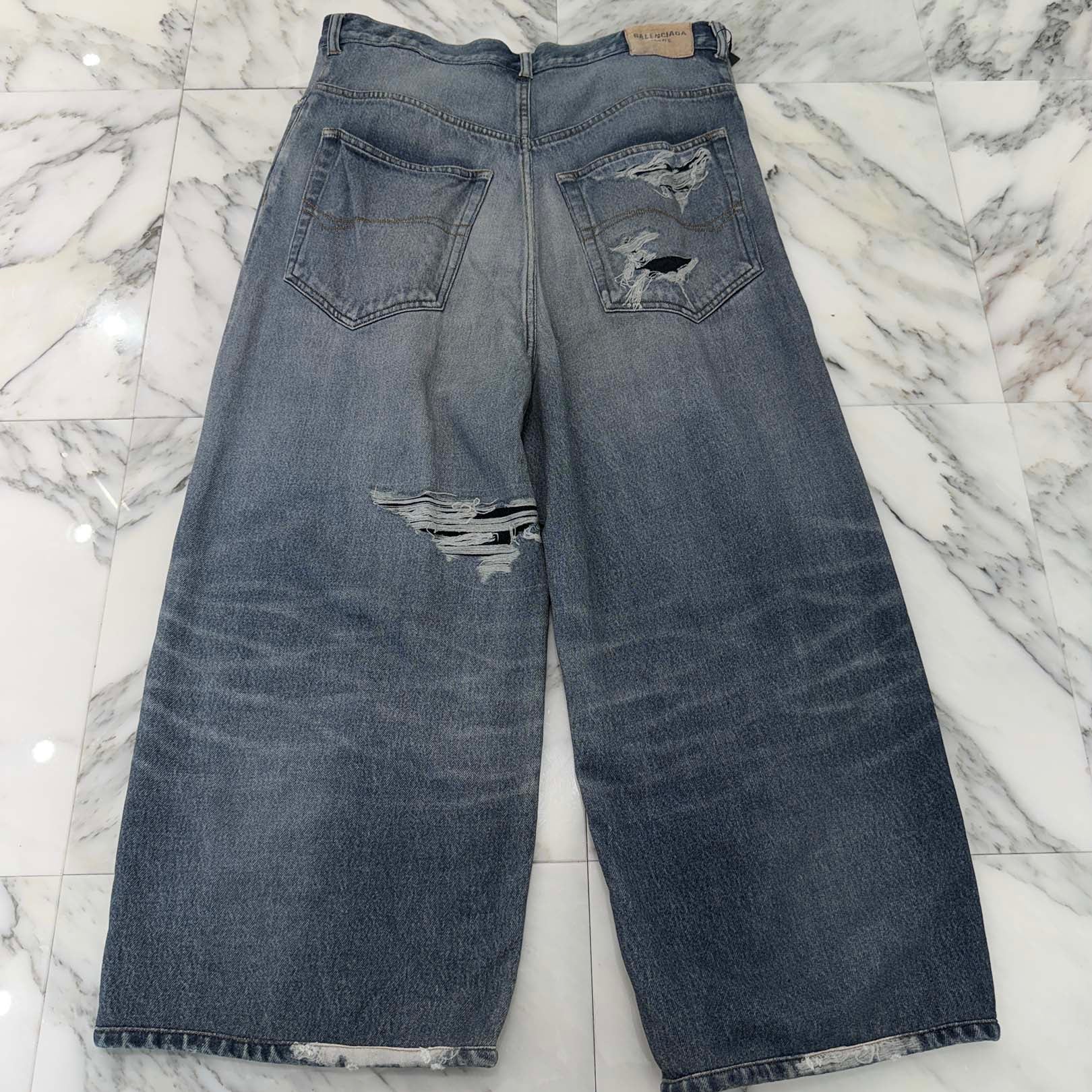 BALENCIAGA 2021AW Trompe L Oeil Jeans Wide Sweat Pants 675336 TLV86 Size M バレンシアガ トロンプルイユ ジーンズ転写 ワイドスウェットパンツ サイズM