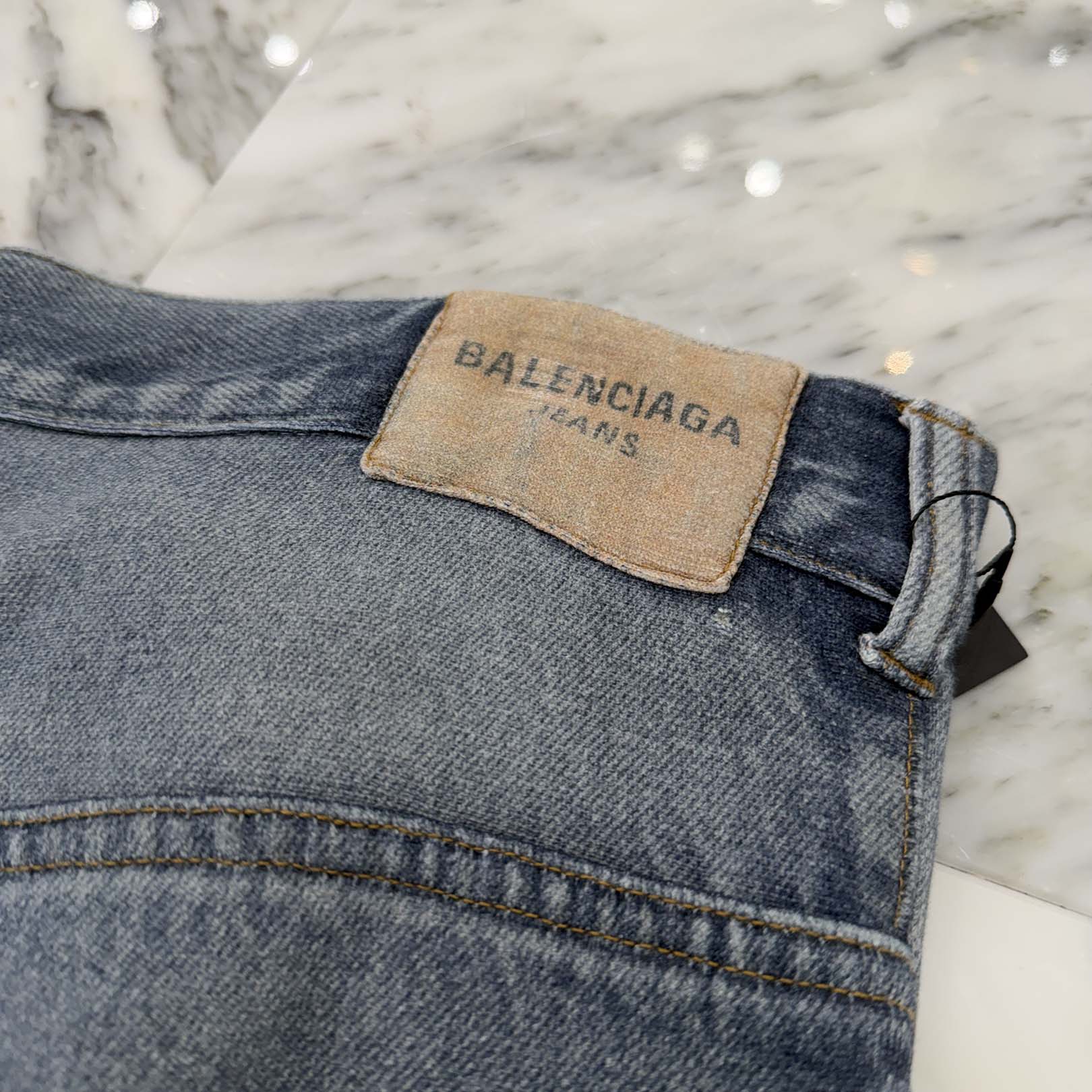 BALENCIAGA 2021AW Trompe L Oeil Jeans Wide Sweat Pants 675336 TLV86 Size M バレンシアガ トロンプルイユ ジーンズ転写 ワイドスウェットパンツ サイズM