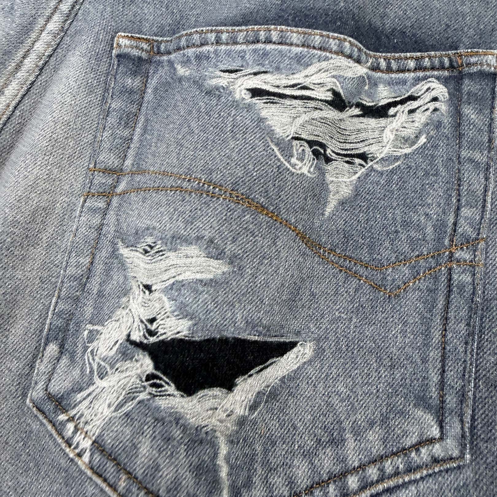 BALENCIAGA 2021AW Trompe L Oeil Jeans Wide Sweat Pants 675336 TLV86 Size M バレンシアガ トロンプルイユ ジーンズ転写 ワイドスウェットパンツ サイズM