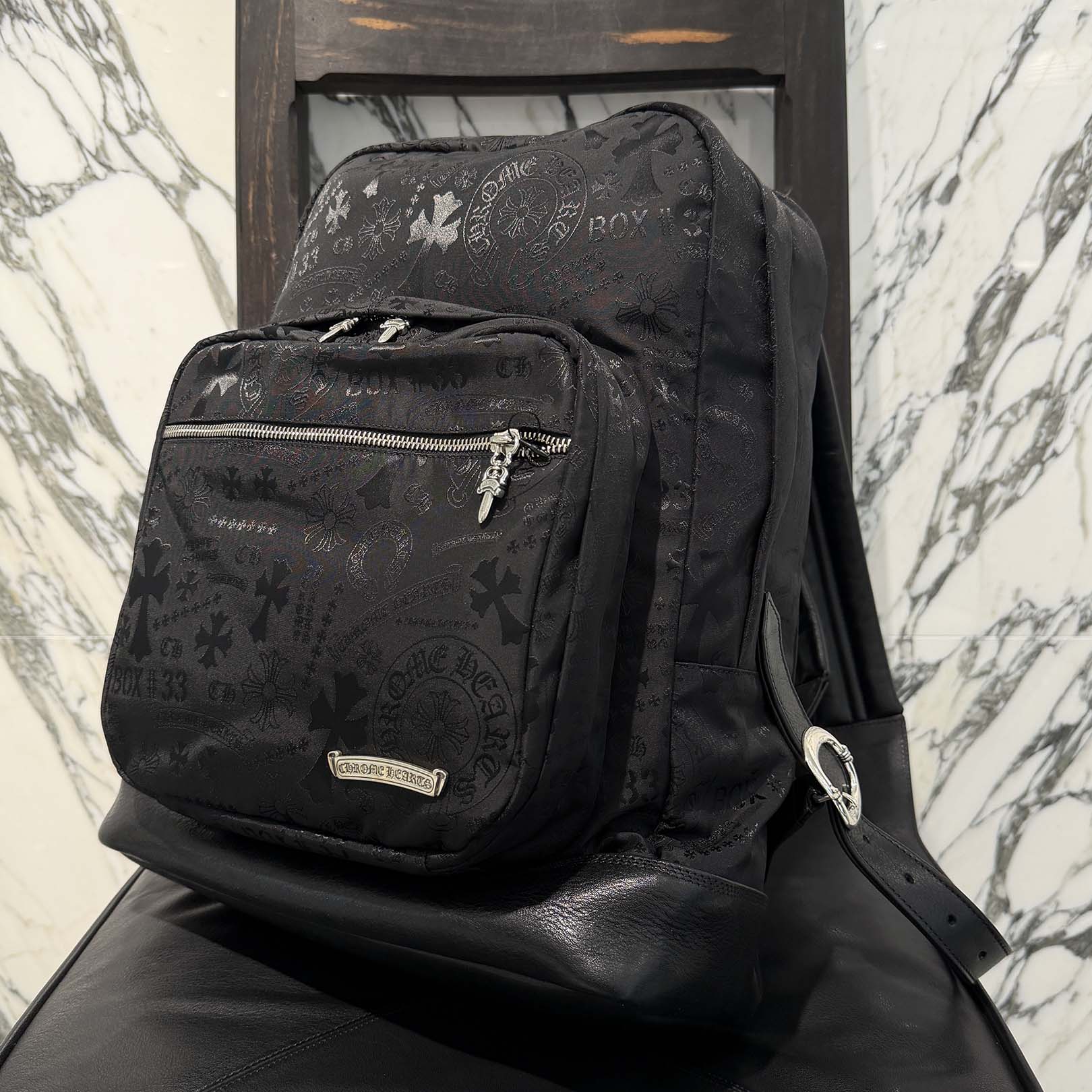 CHROME HEARTS 7th Grade Nylon Multi Logo Stencil Backpack クロム