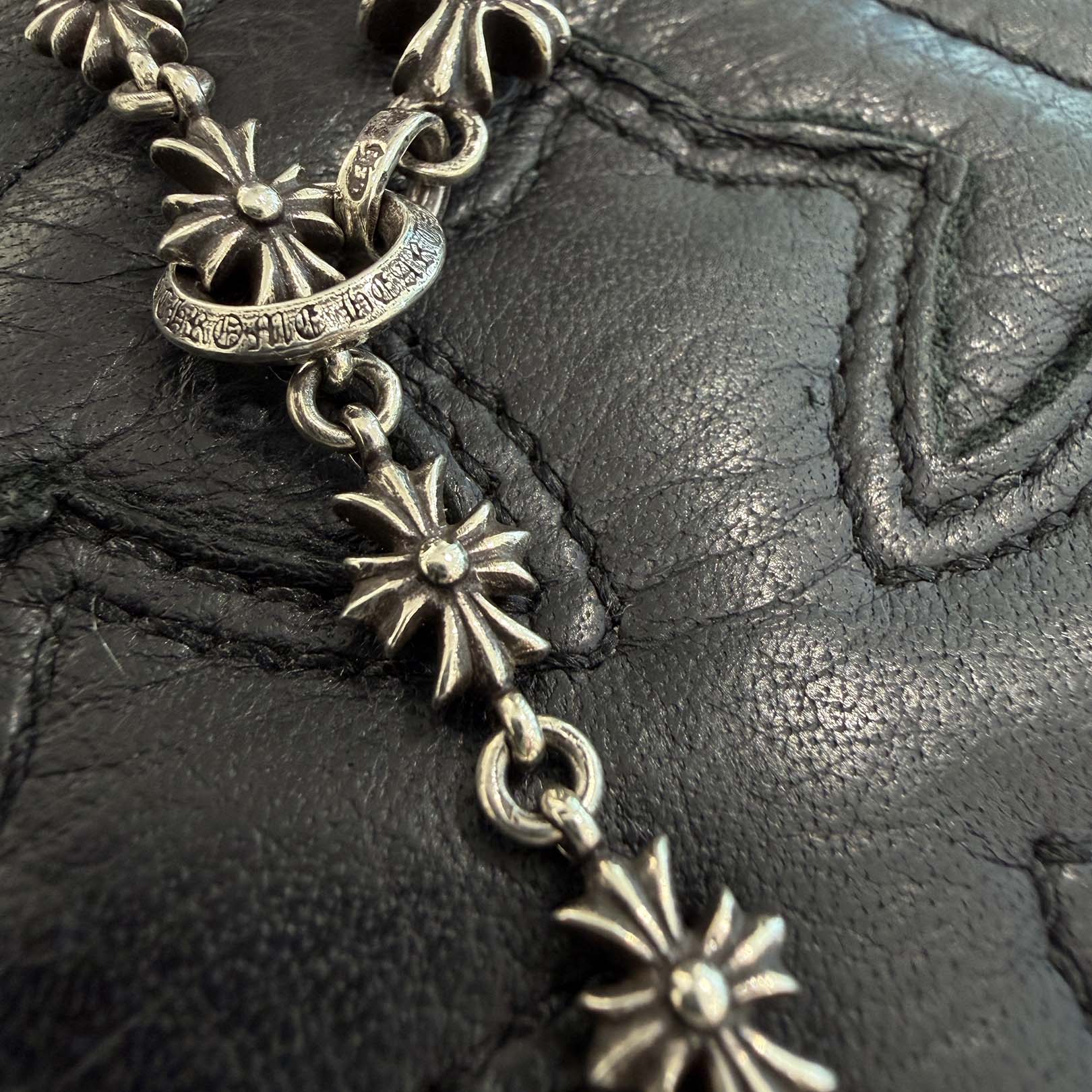 CHROME HEARTS Rosary Chalk CH Plus Chain Necklace Pave Diamond クロムハ―ツ ロザリオ チョーク CHプラス チェーン ネックレス パヴェダイアモンド