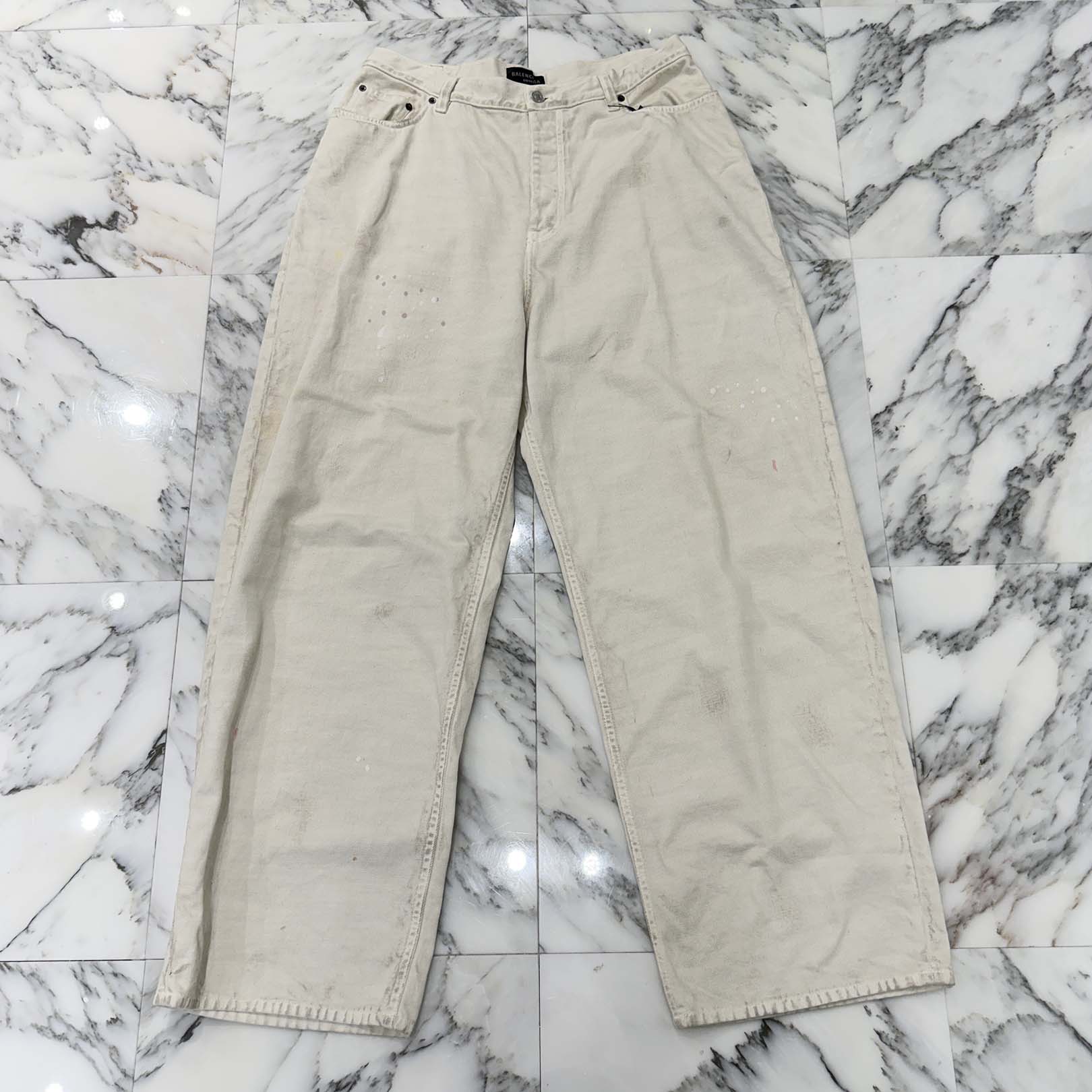 BALENCIAGA 2022SS Vintage Paint Processing Large Baggy Denim Pants 719341 TNW03 Size S バレンシアガ ヴィンテージペイント加工 ラージバギー デニムパンツ サイズS