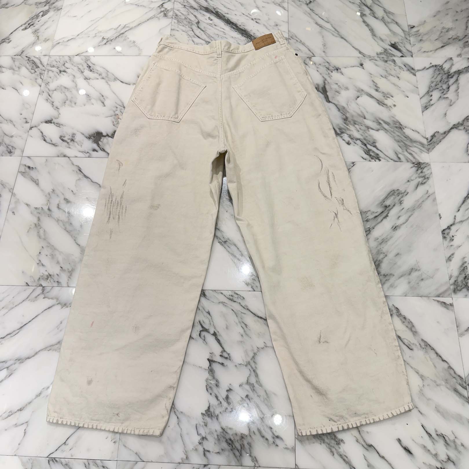BALENCIAGA 2022SS Vintage Paint Processing Large Baggy Denim Pants 719341 TNW03 Size S バレンシアガ ヴィンテージペイント加工 ラージバギー デニムパンツ サイズS