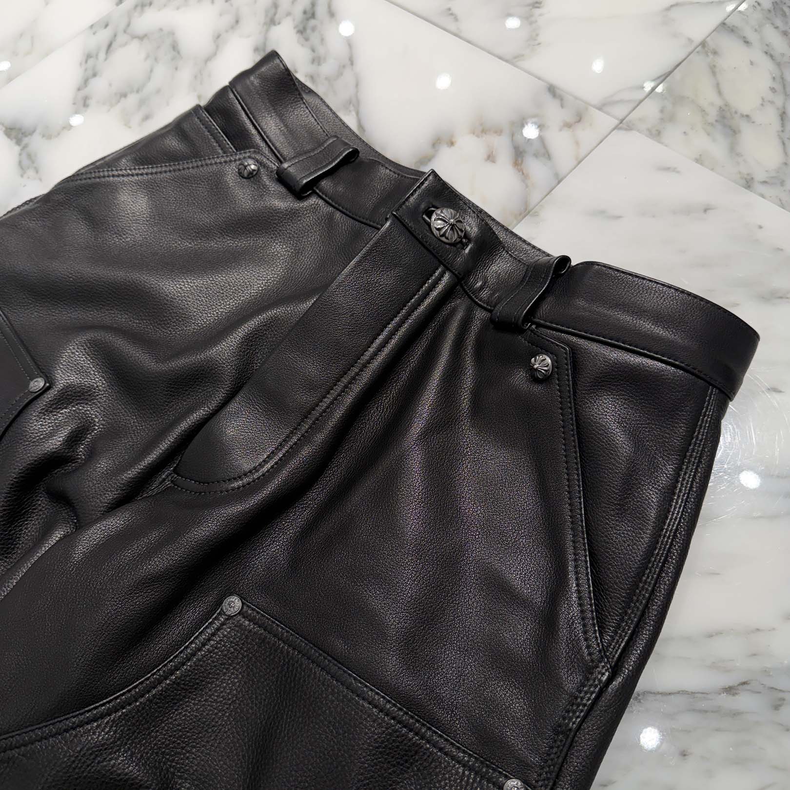 CHROME HEARTS Carpenter Double Knee Leather Pants Size 31 クロムハーツ カーペンター ダブルニー レザーパンツ サイズ31