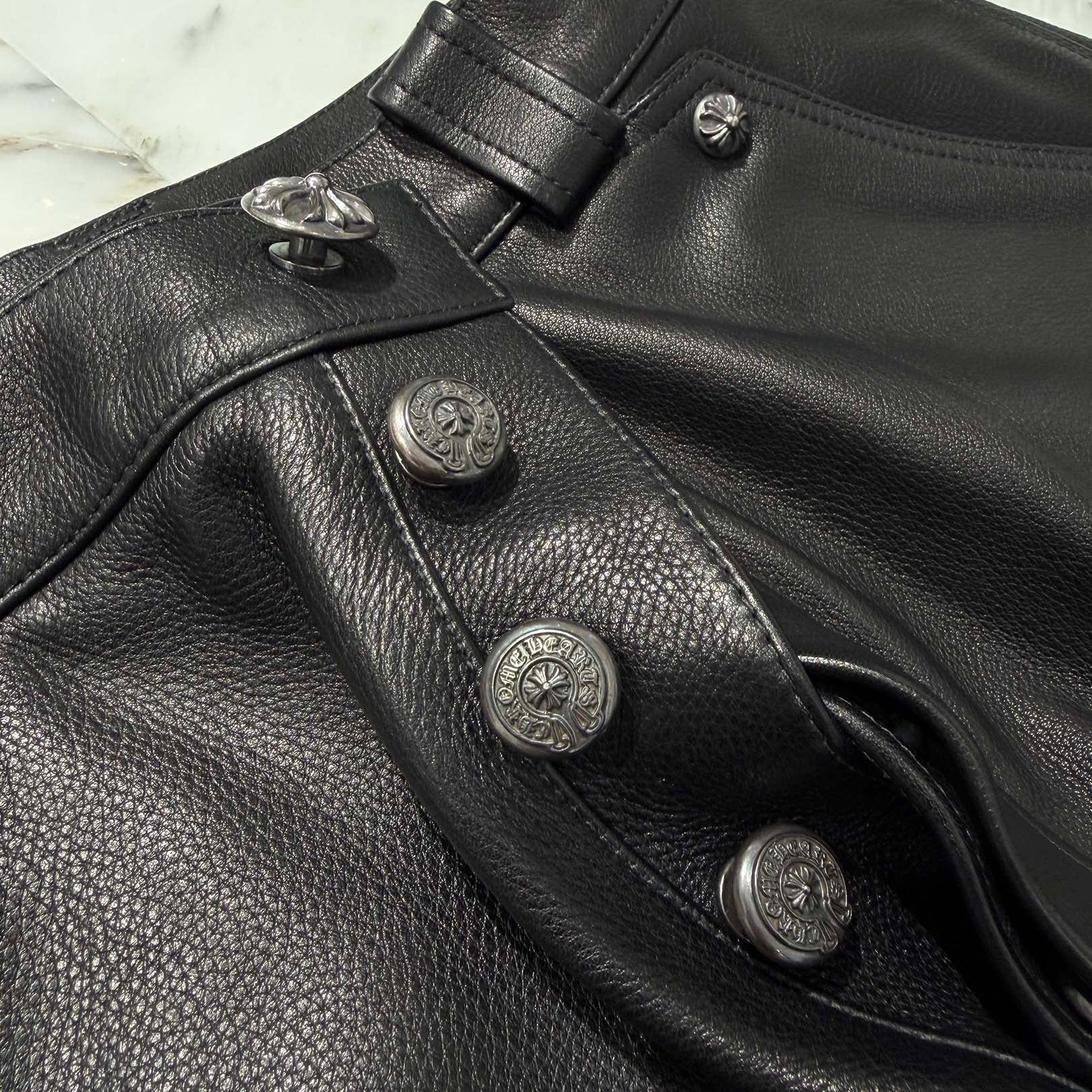 CHROME HEARTS Carpenter Double Knee Leather Pants Size 31 クロムハーツ カーペンター ダブルニー レザーパンツ サイズ31