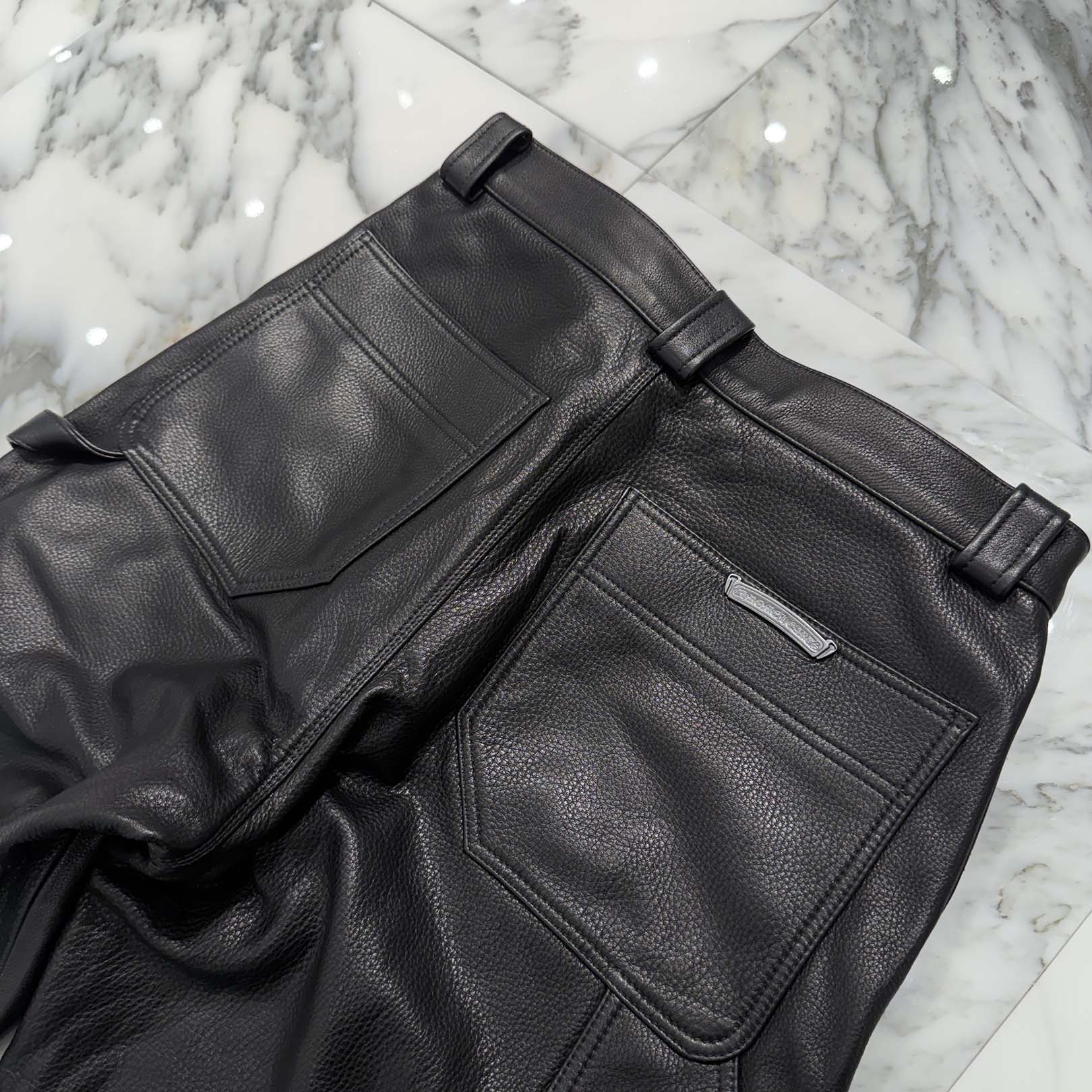 CHROME HEARTS Carpenter Double Knee Leather Pants Size 31 クロムハーツ カーペンター ダブルニー レザーパンツ サイズ31
