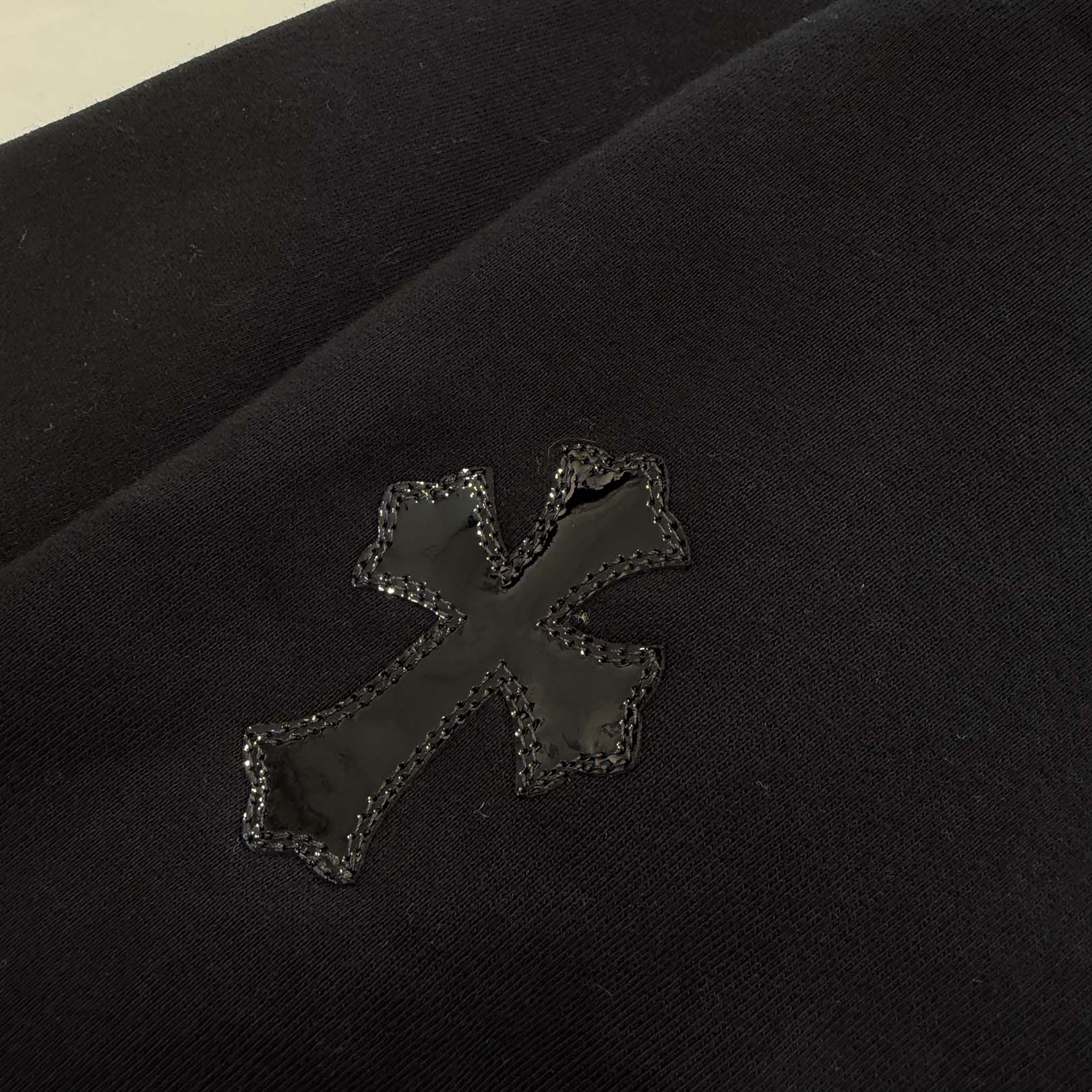 CHROME HEARTS Y NOT Multi Leather Cross Patch Half Zip Sweatshirt Size S クロムハーツ ワイノット マルチレザークロスパッチ ハーフジップ スウェットシャツ サイズS