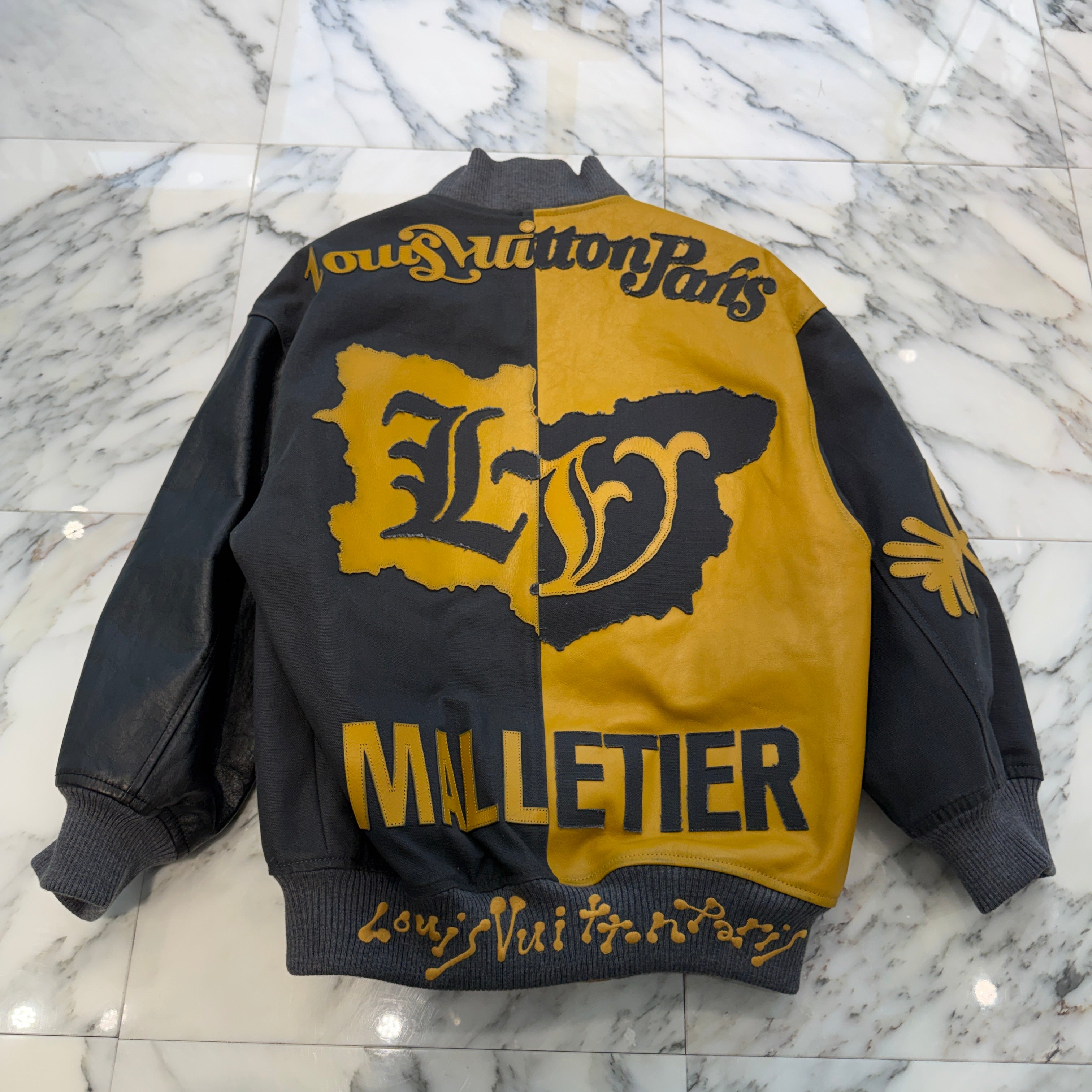 LOUIS VUITTON 2023SS Mixed Canvas Leather Bomber Jacket 1AB98D Size 44 ルイヴィトン ミックスキャンバスレザーボンバージャケット サイズ44