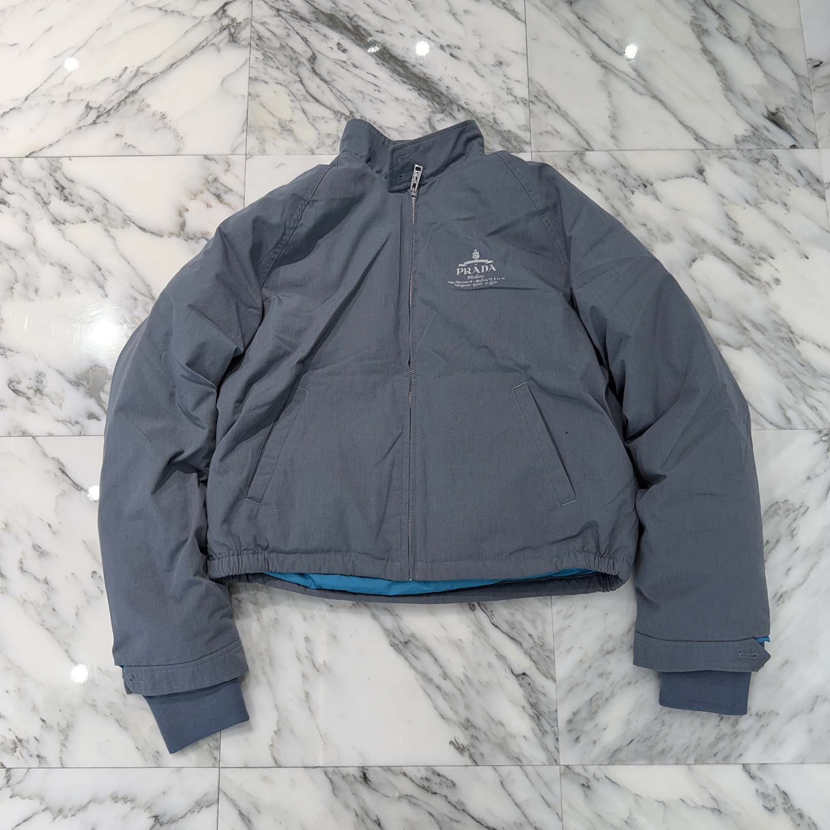 PRADA 2024SS Logo Embroidered Re-Nylon Padded Jacket SGB857 S000 1480 Size 46 プラダ ロゴ リ ナイロン パデッド ジャケット サイズ46