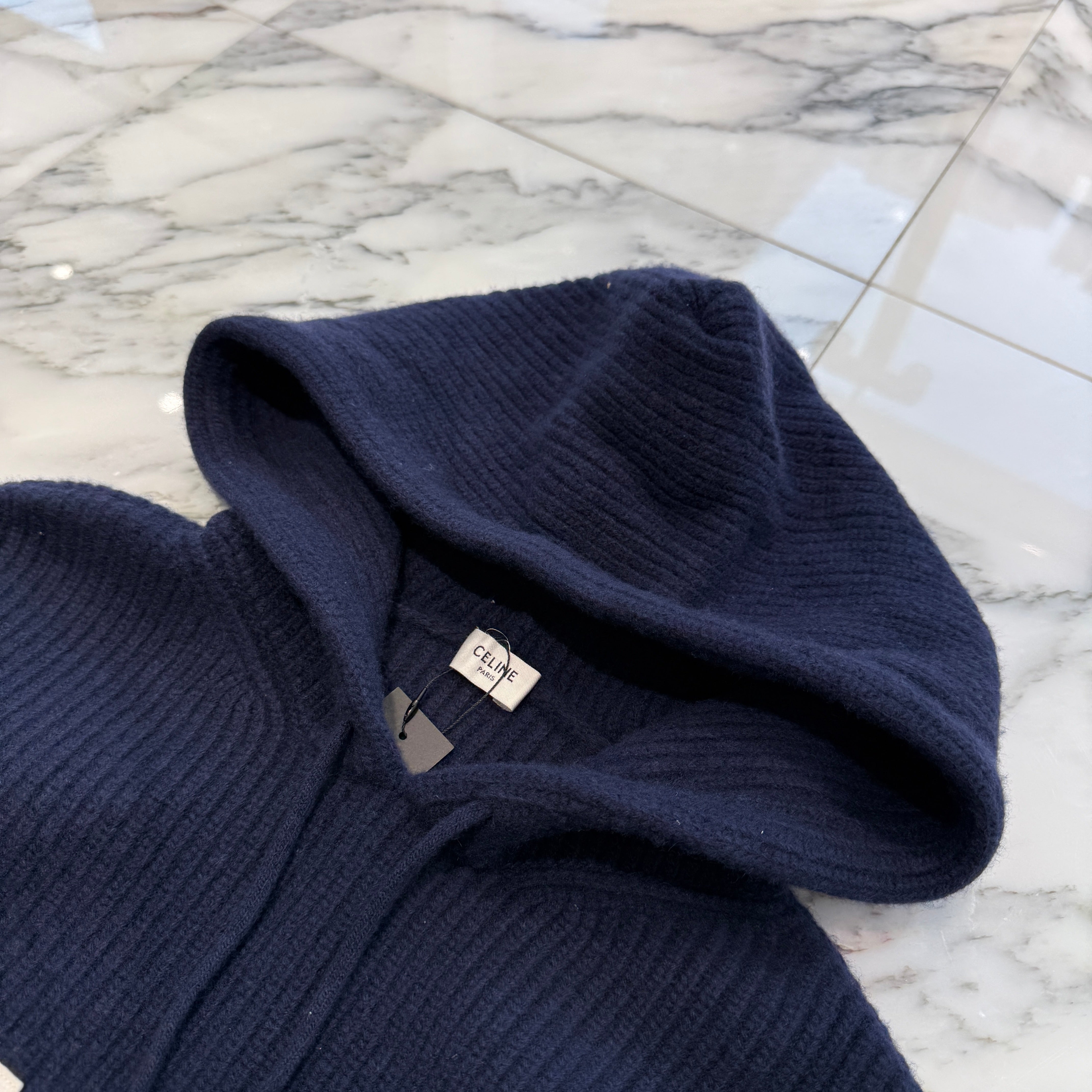 CELINE 2021AW Logo Patch Pullover knit Hoodie 2A85W423P Size XS セリーヌ ロゴパッチ プルオーバー ニットフーディ サイズXS