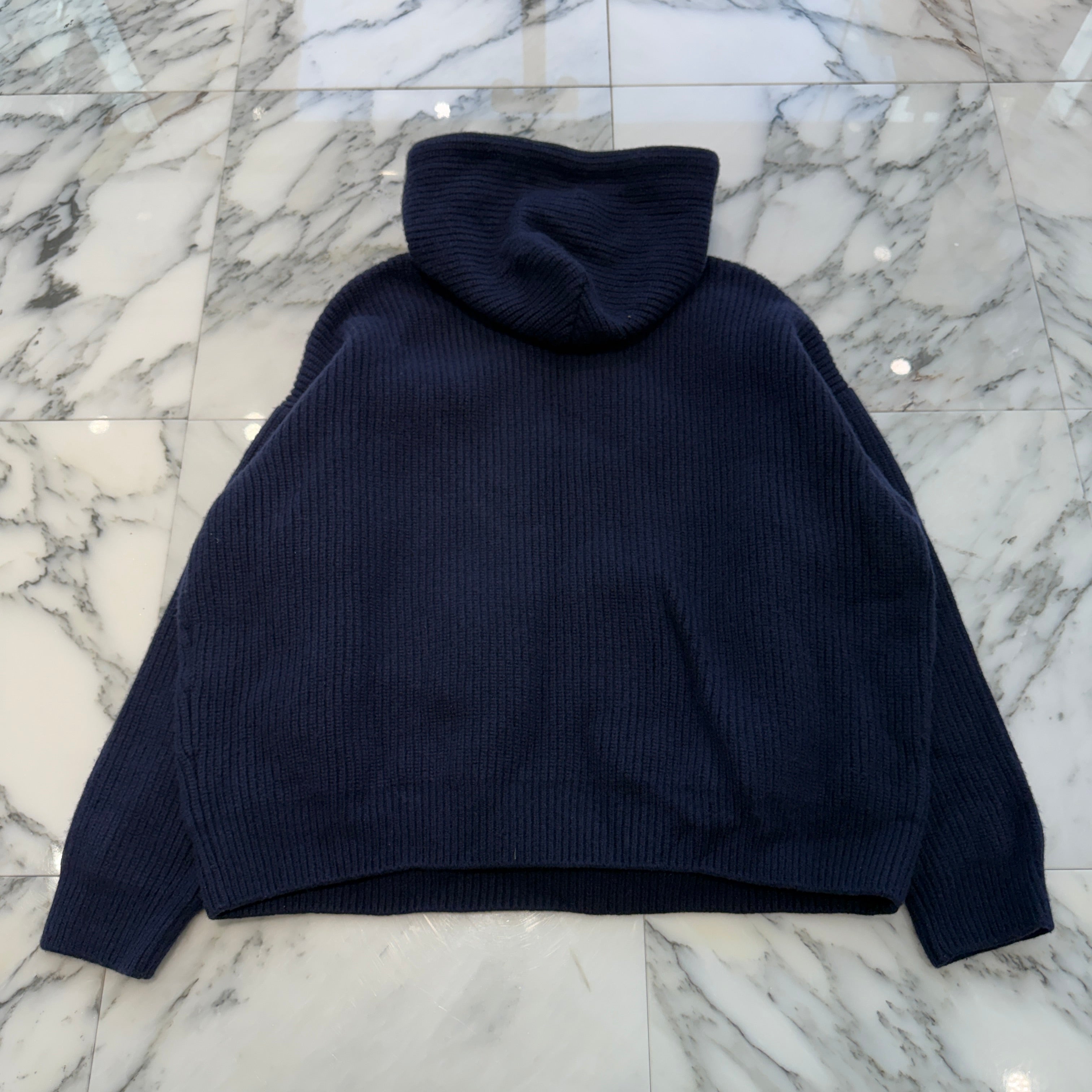 CELINE 2021AW Logo Patch Pullover knit Hoodie 2A85W423P Size XS セリーヌ ロゴパッチ プルオーバー ニットフーディ サイズXS