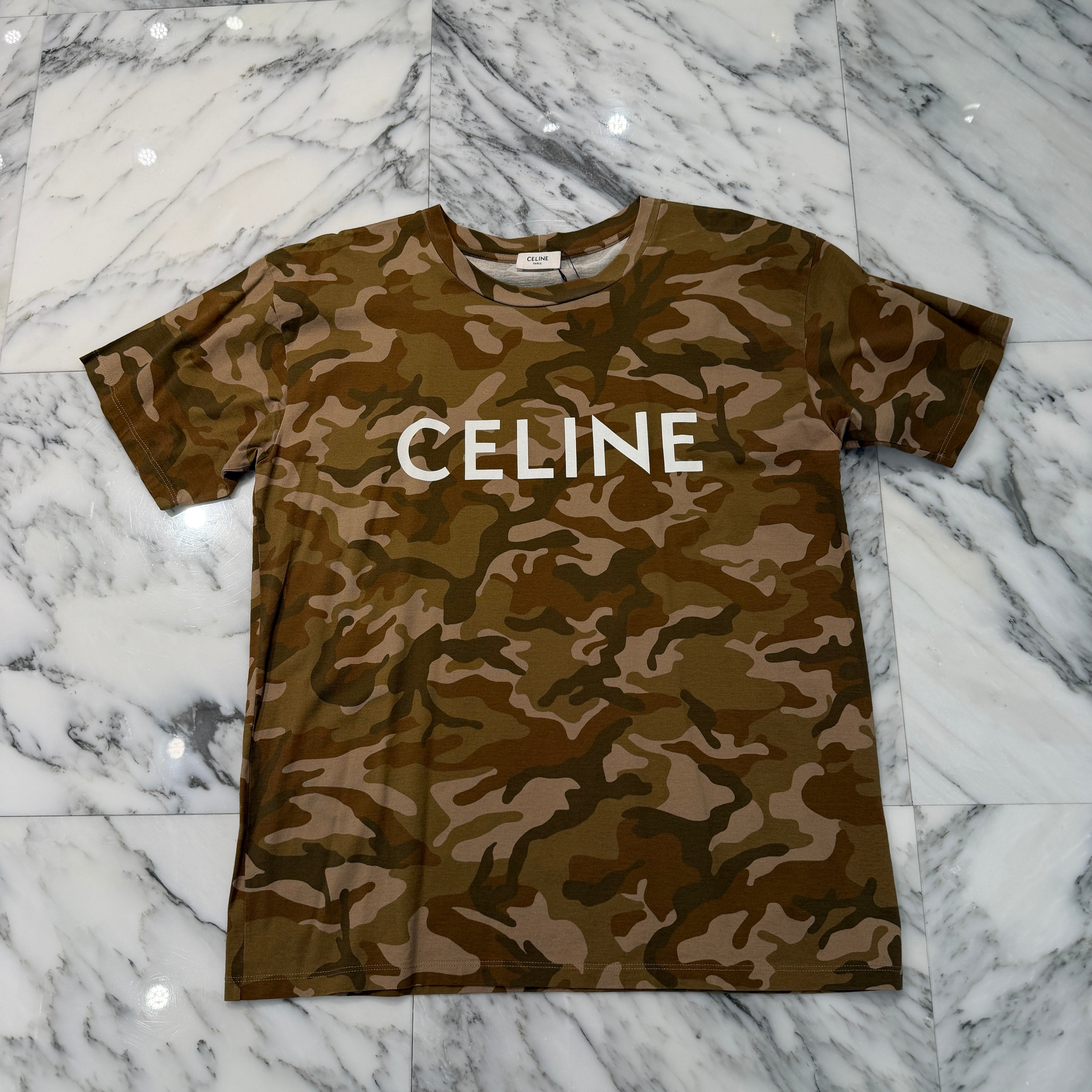 CELINE 2022SS Camouflage Logo Cotton Tee 2X681246Q Size S セリーヌ カモフラージュ ロゴ コットン Tシャツ サイズS
