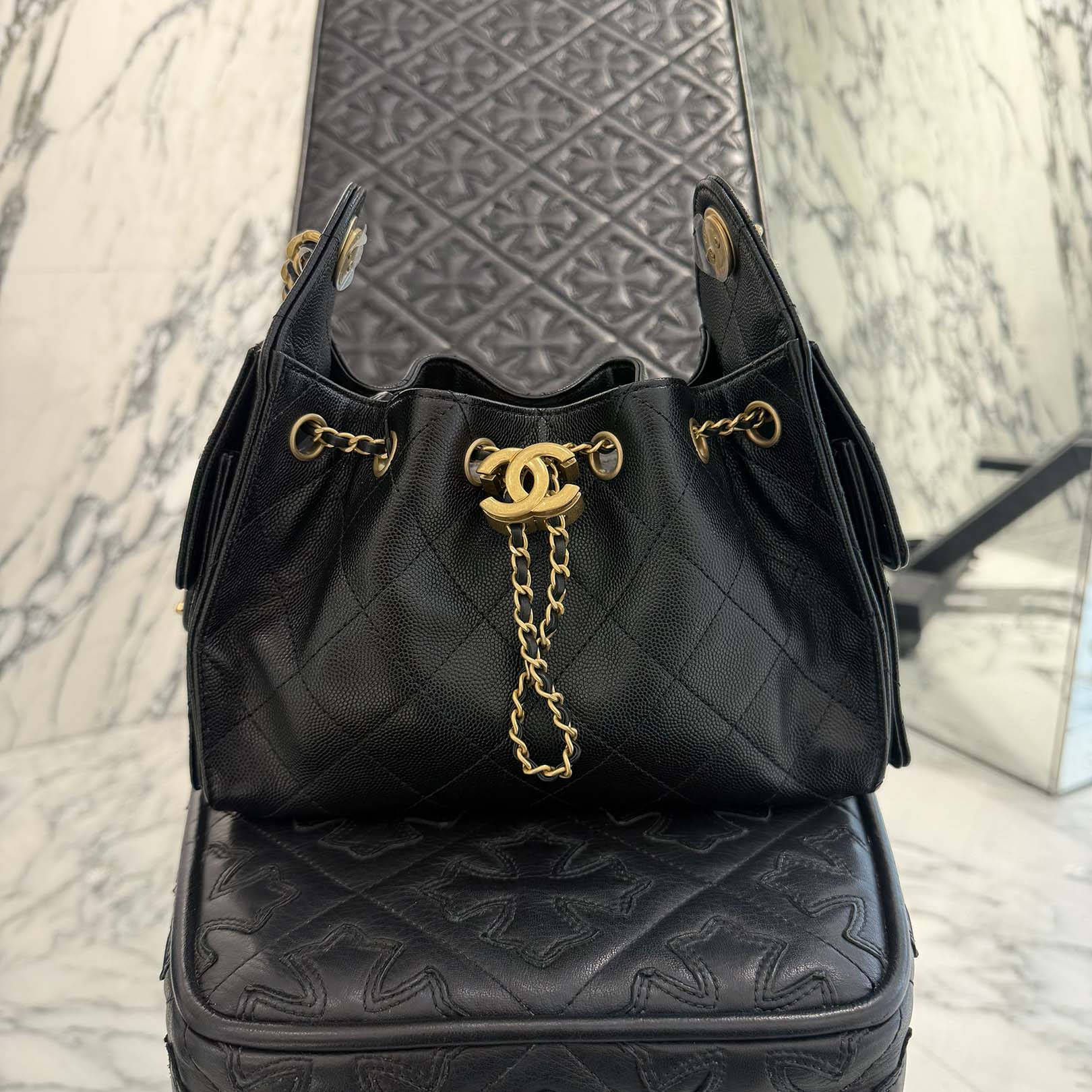CHANEL Caviar Skin Leather Quilted Chanel 25 Mini Handbag AS5631 B20304 94305 シャネル キャビアスキンレザー キルティング シャネル 25 ミニ ハンドバッグ