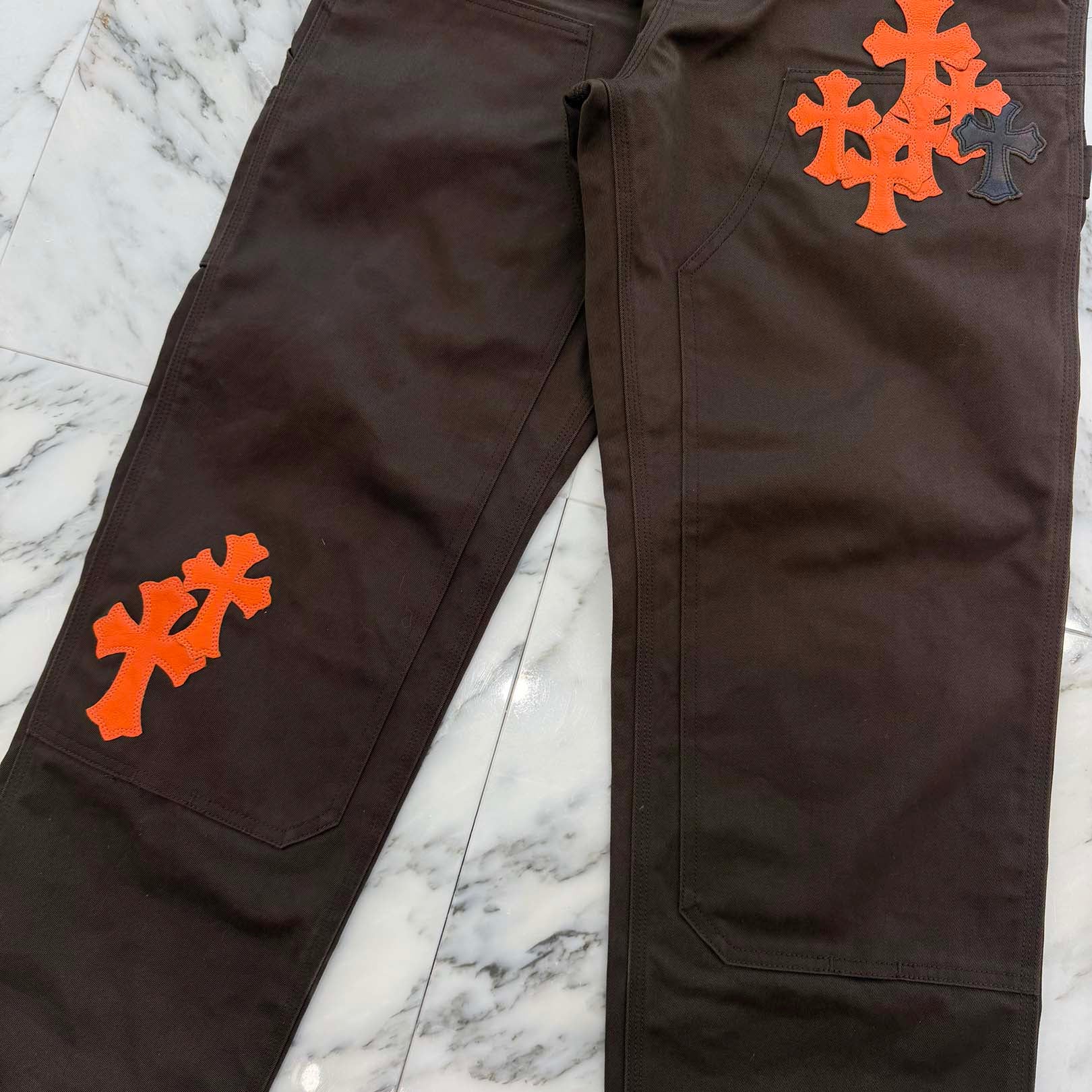 CHROME HEARTS Multi Leather Patch Carpenter Cross Ball Button Chino Pants Size 30 クロムハーツ マルチレザーパッチ カーペンター クロスボールボタン チノパンツ サイズ30