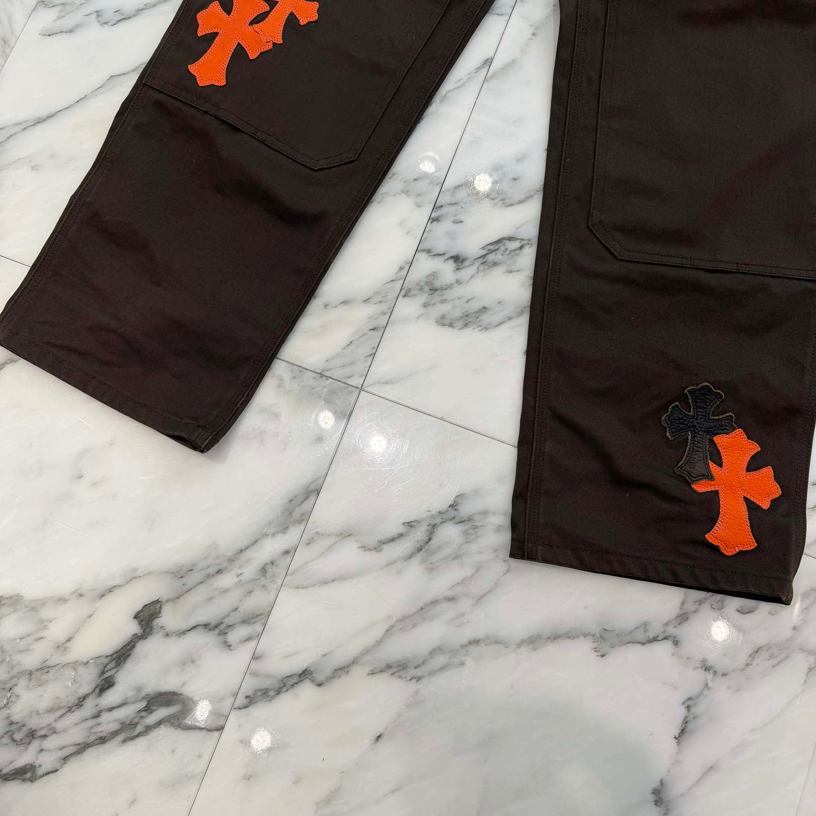 CHROME HEARTS Multi Leather Patch Carpenter Cross Ball Button Chino Pants Size 30 クロムハーツ マルチレザーパッチ カーペンター クロスボールボタン チノパンツ サイズ30