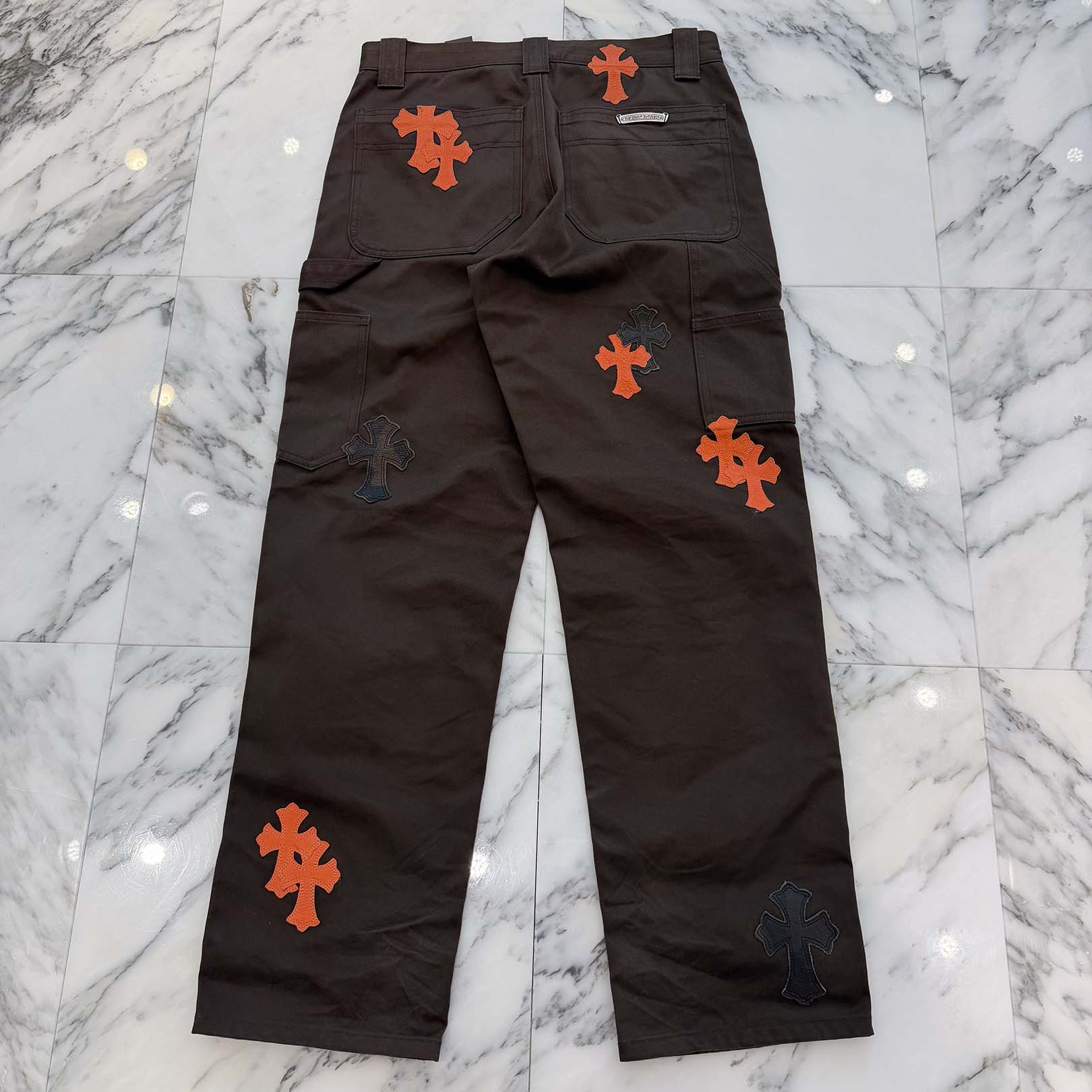 CHROME HEARTS Multi Leather Patch Carpenter Cross Ball Button Chino Pants Size 30 クロムハーツ マルチレザーパッチ カーペンター クロスボールボタン チノパンツ サイズ30