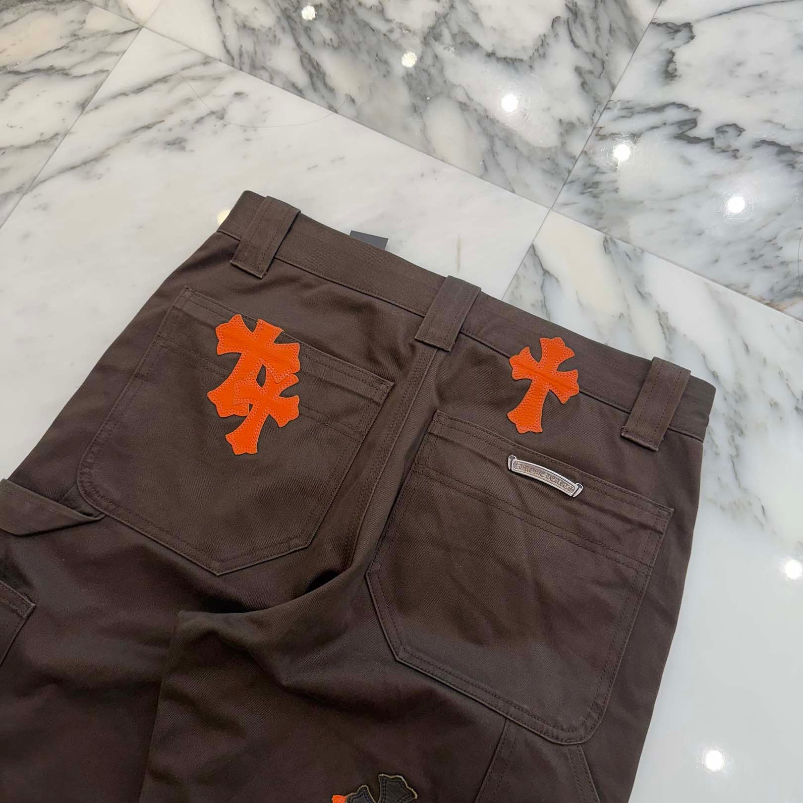 CHROME HEARTS Multi Leather Patch Carpenter Cross Ball Button Chino Pants Size 30 クロムハーツ マルチレザーパッチ カーペンター クロスボールボタン チノパンツ サイズ30