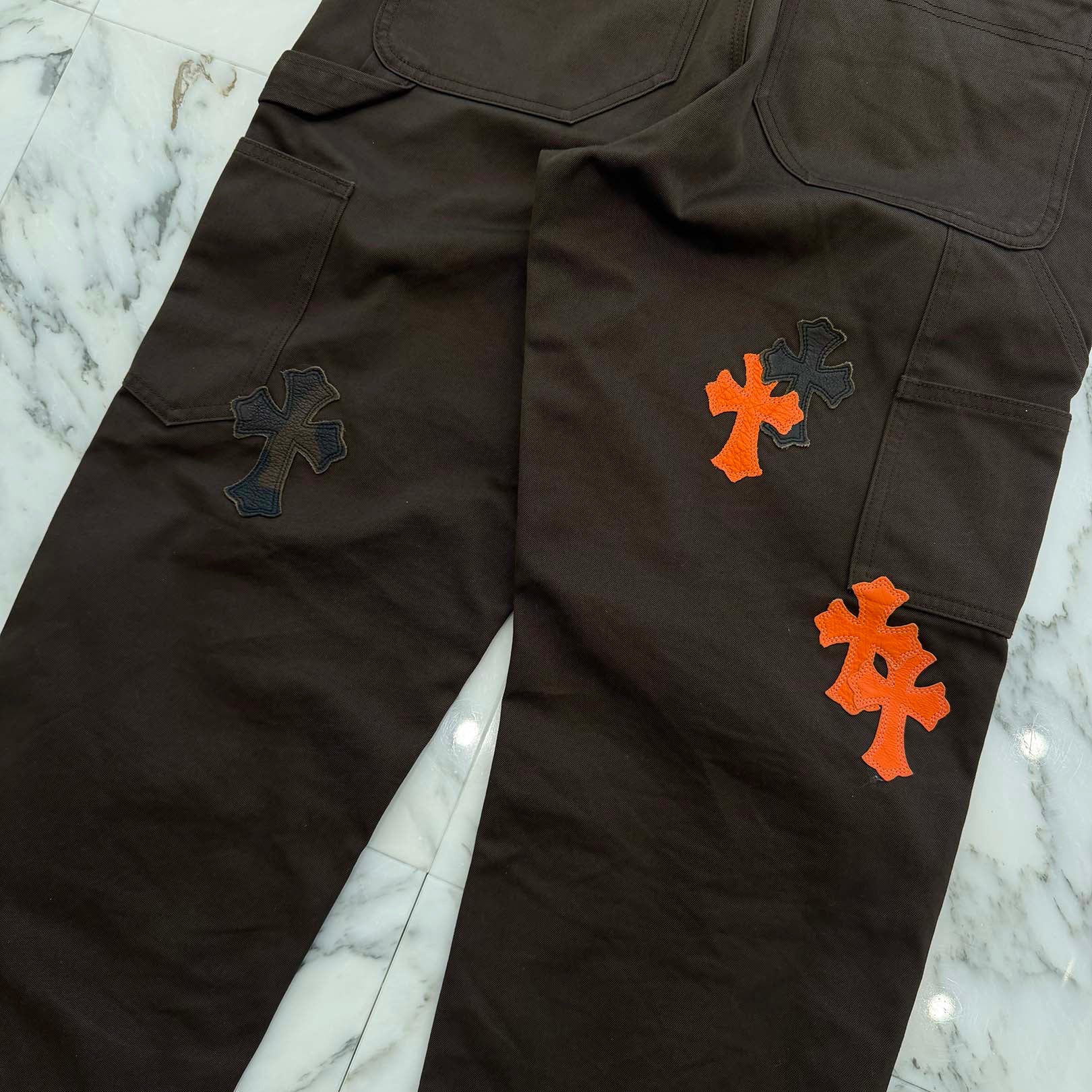 CHROME HEARTS Multi Leather Patch Carpenter Cross Ball Button Chino Pants Size 30 クロムハーツ マルチレザーパッチ カーペンター クロスボールボタン チノパンツ サイズ30