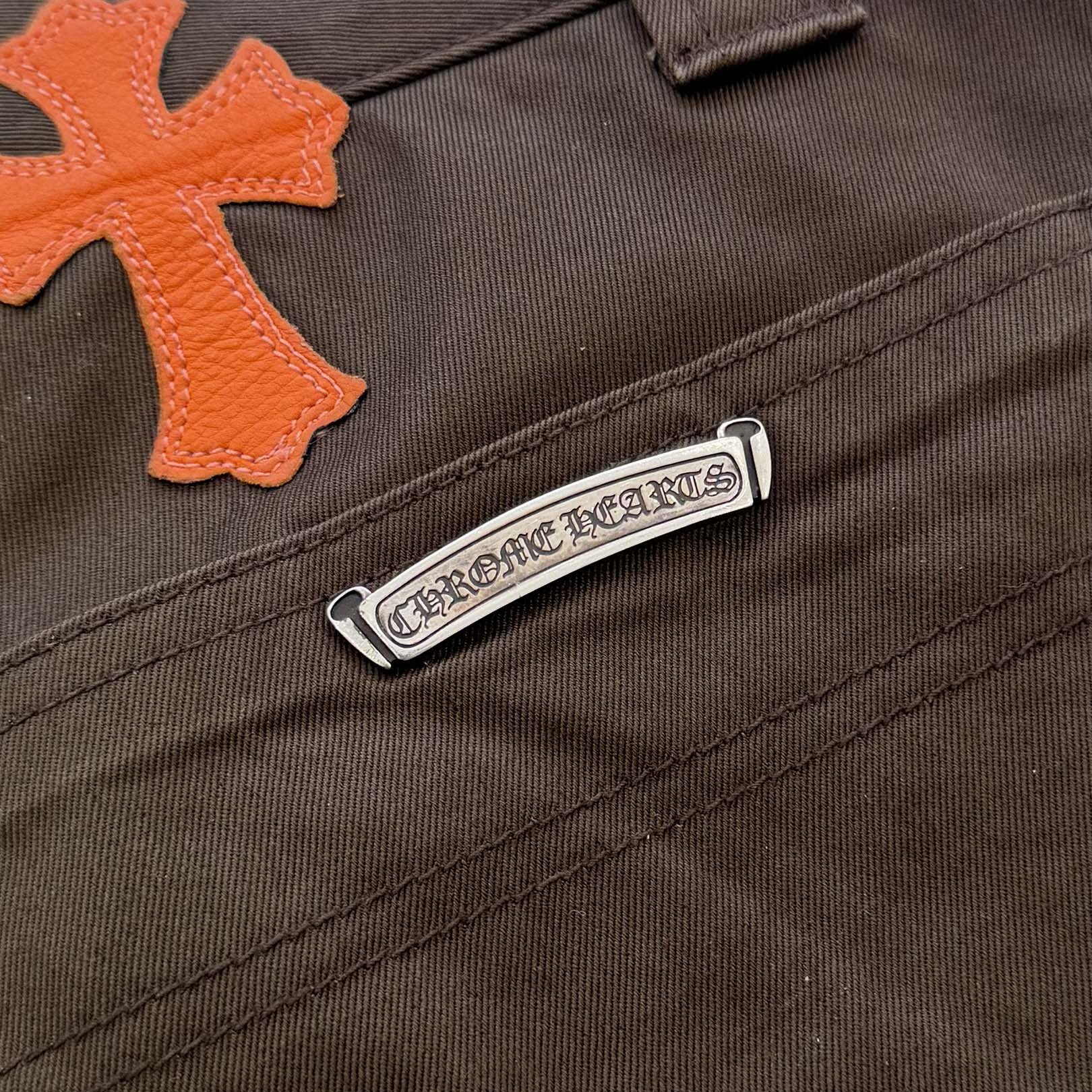 CHROME HEARTS Multi Leather Patch Carpenter Cross Ball Button Chino Pants Size 30 クロムハーツ マルチレザーパッチ カーペンター クロスボールボタン チノパンツ サイズ30