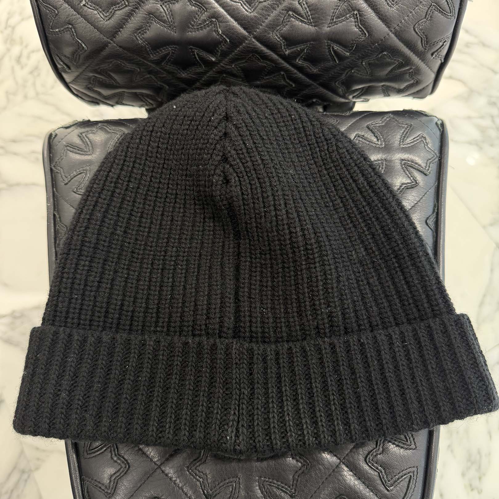 CELINE Logo Wool Patch Knit Beanie 2A25R535Q Size TU セリーヌ ロゴ ウール パッチ ニット ビーニー サイズTU