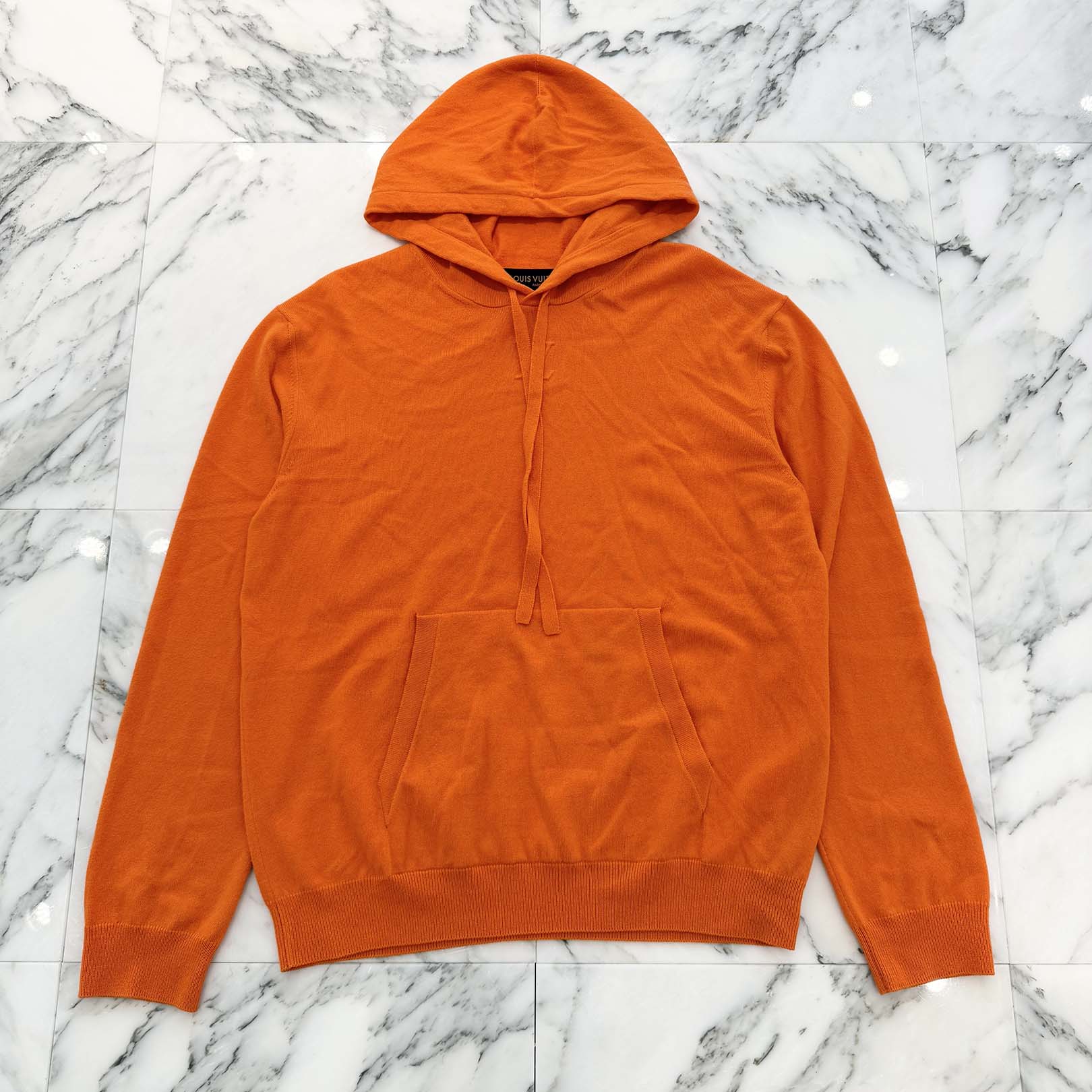 LOUIS VUITTON 2022SS LV Logo Cashmere Knit Pullover Hoodie 1A9VU8 Size L ルイヴィトン LVロゴカシミアニット プルオーバーフーディー サイズL