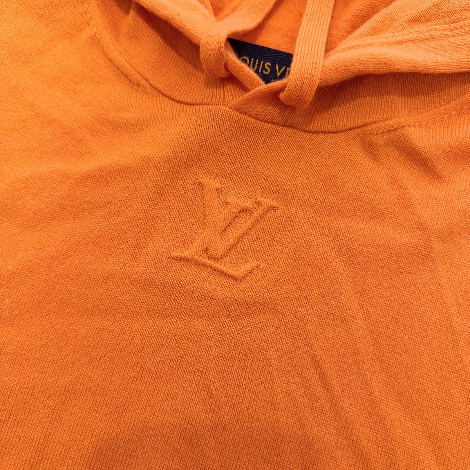 LOUIS VUITTON 2022SS LV Logo Cashmere Knit Pullover Hoodie 1A9VU8 Size L ルイヴィトン LVロゴカシミアニット プルオーバーフーディー サイズL
