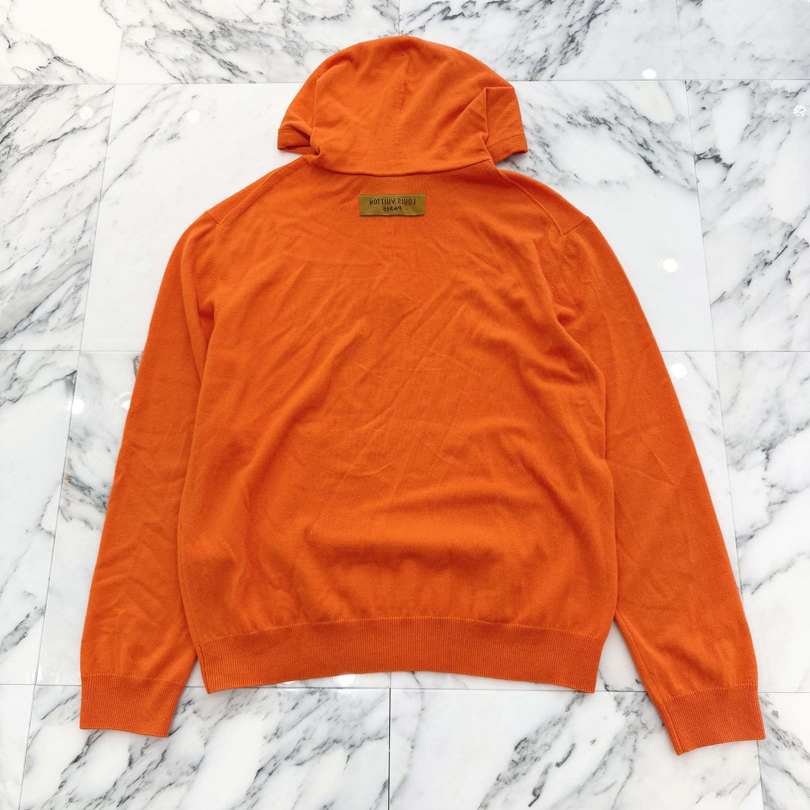 LOUIS VUITTON 2022SS LV Logo Cashmere Knit Pullover Hoodie 1A9VU8 Size L ルイヴィトン LVロゴカシミアニット プルオーバーフーディー サイズL