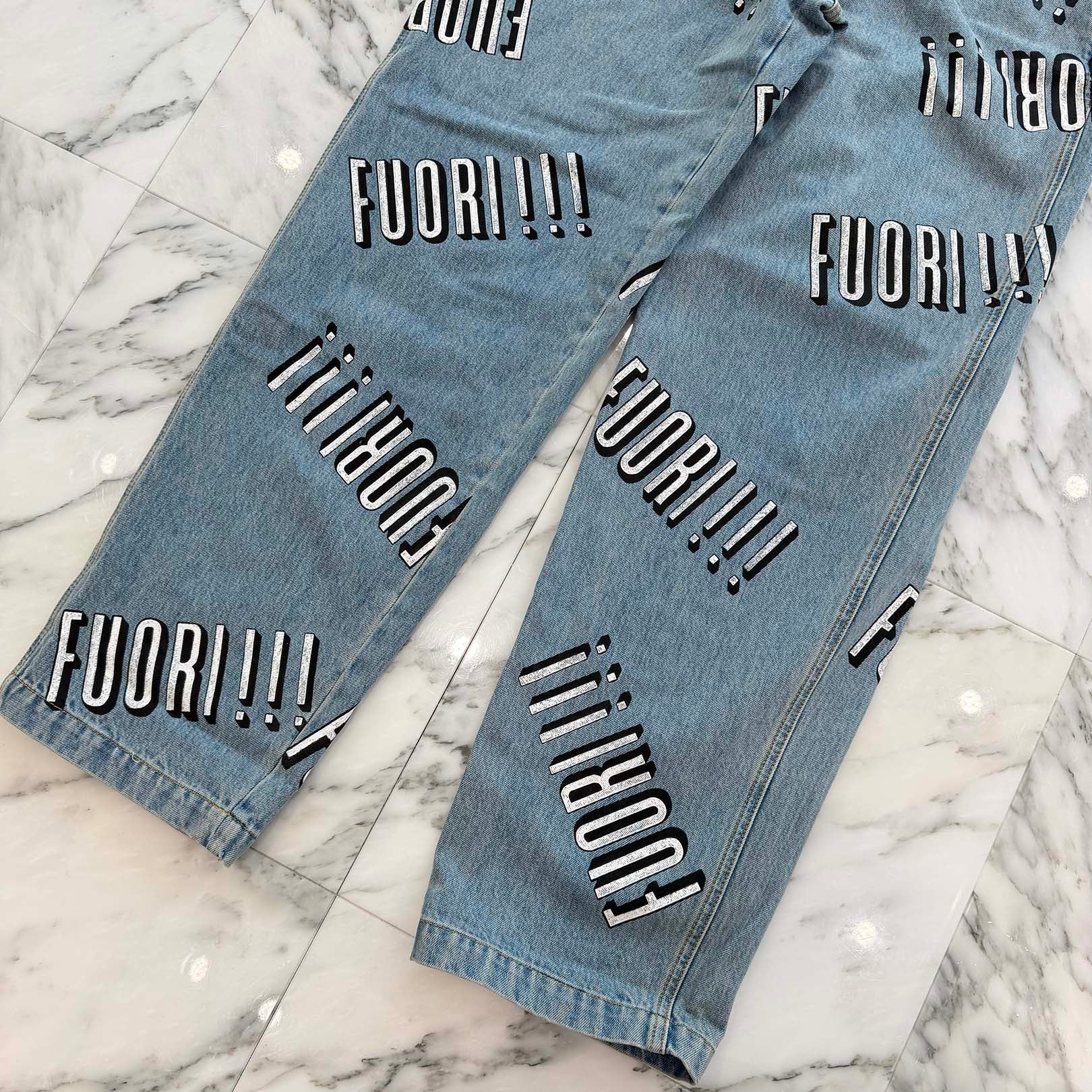 GUCCI 2023SS Cotton Denim Overall With Fuori Print "Light Blue" 742592 XDCFU Size 30 グッチ コットン デニム オーバーオール フォーリ プリント "ライトブルー" サイズ30