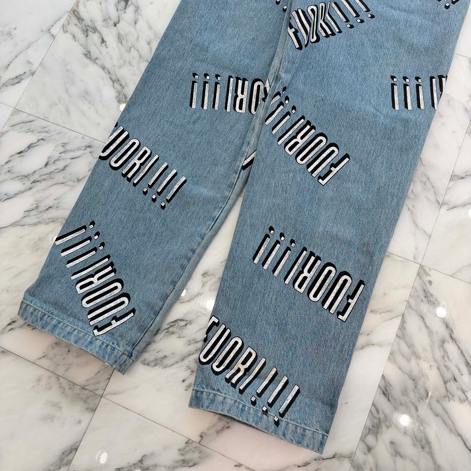 GUCCI 2023SS Cotton Denim Overall With Fuori Print "Light Blue" 742592 XDCFU Size 30 グッチ コットン デニム オーバーオール フォーリ プリント "ライトブルー" サイズ30