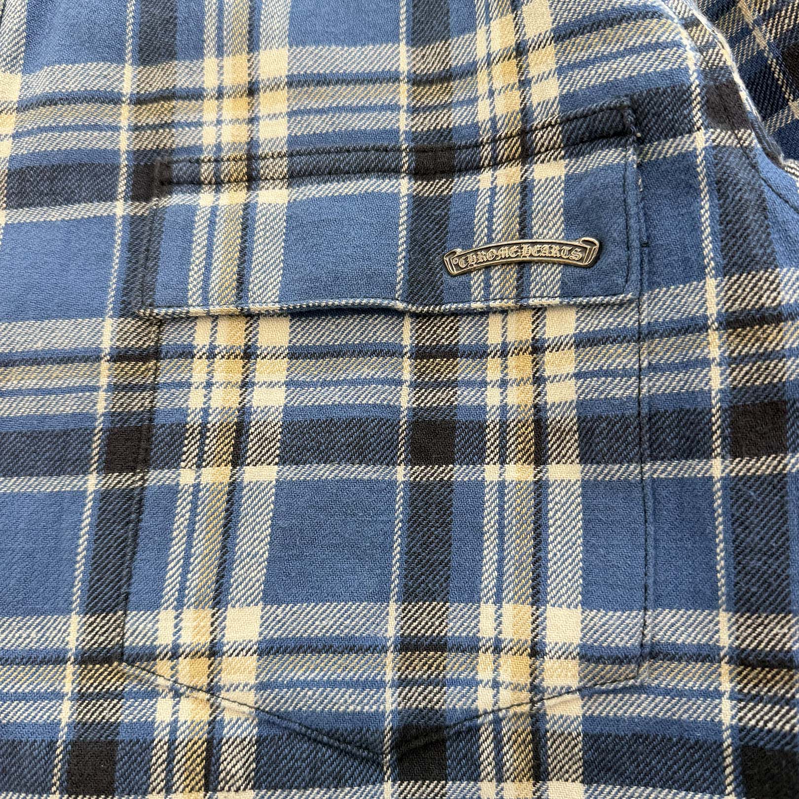 CHROME HEARTS Y NOT WORK DOG Cross Ball Button Check Shirt Jacket Size XL クロムハーツ ワイノット ワークドッグ クロスボールボタン チェック シャツ ジャケット サイズXL