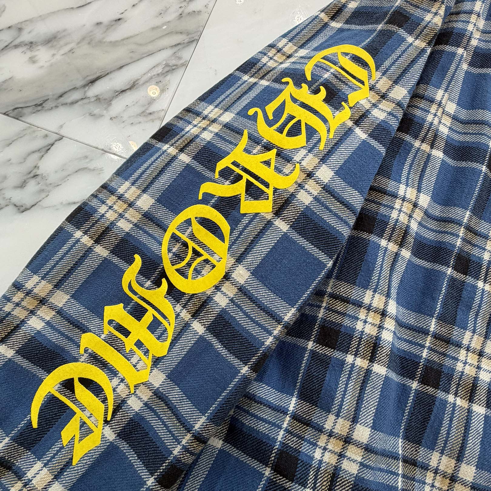 CHROME HEARTS Y NOT WORK DOG Cross Ball Button Check Shirt Jacket Size XL クロムハーツ ワイノット ワークドッグ クロスボールボタン チェック シャツ ジャケット サイズXL