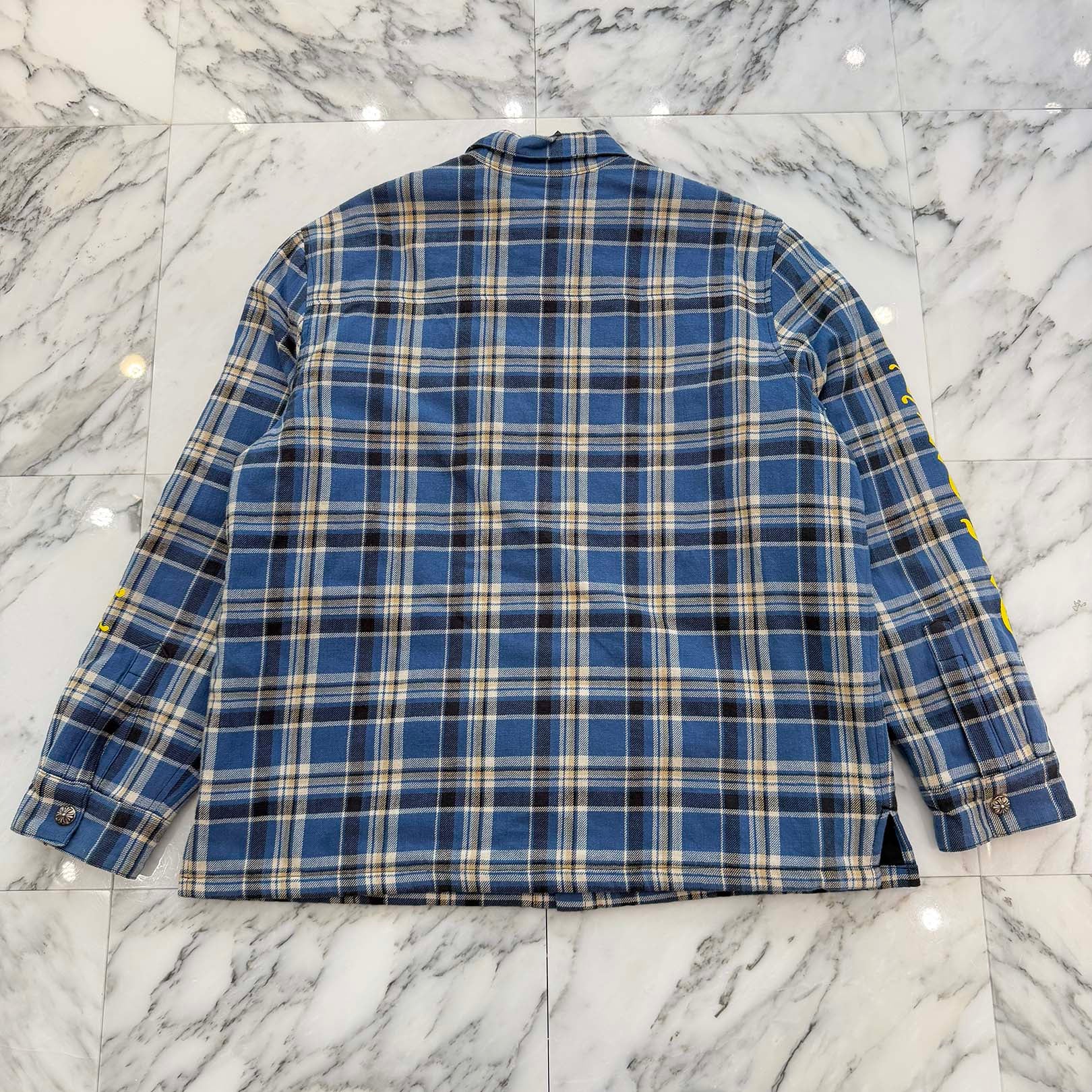 CHROME HEARTS Y NOT WORK DOG Cross Ball Button Check Shirt Jacket Size XL クロムハーツ ワイノット ワークドッグ クロスボールボタン チェック シャツ ジャケット サイズXL