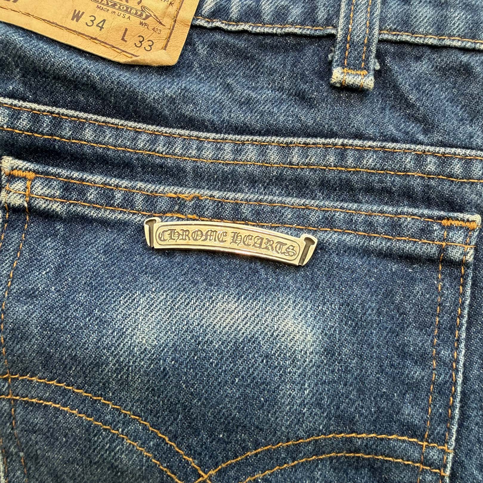 CHROME HEARTS × Levi's 517 VNTG Cross Leather Patch Denim Pants Size 33 クロムハーツ × リーバイス 517 ヴィンテージ クロスレザーパッチ デニムパンツ サイズ33