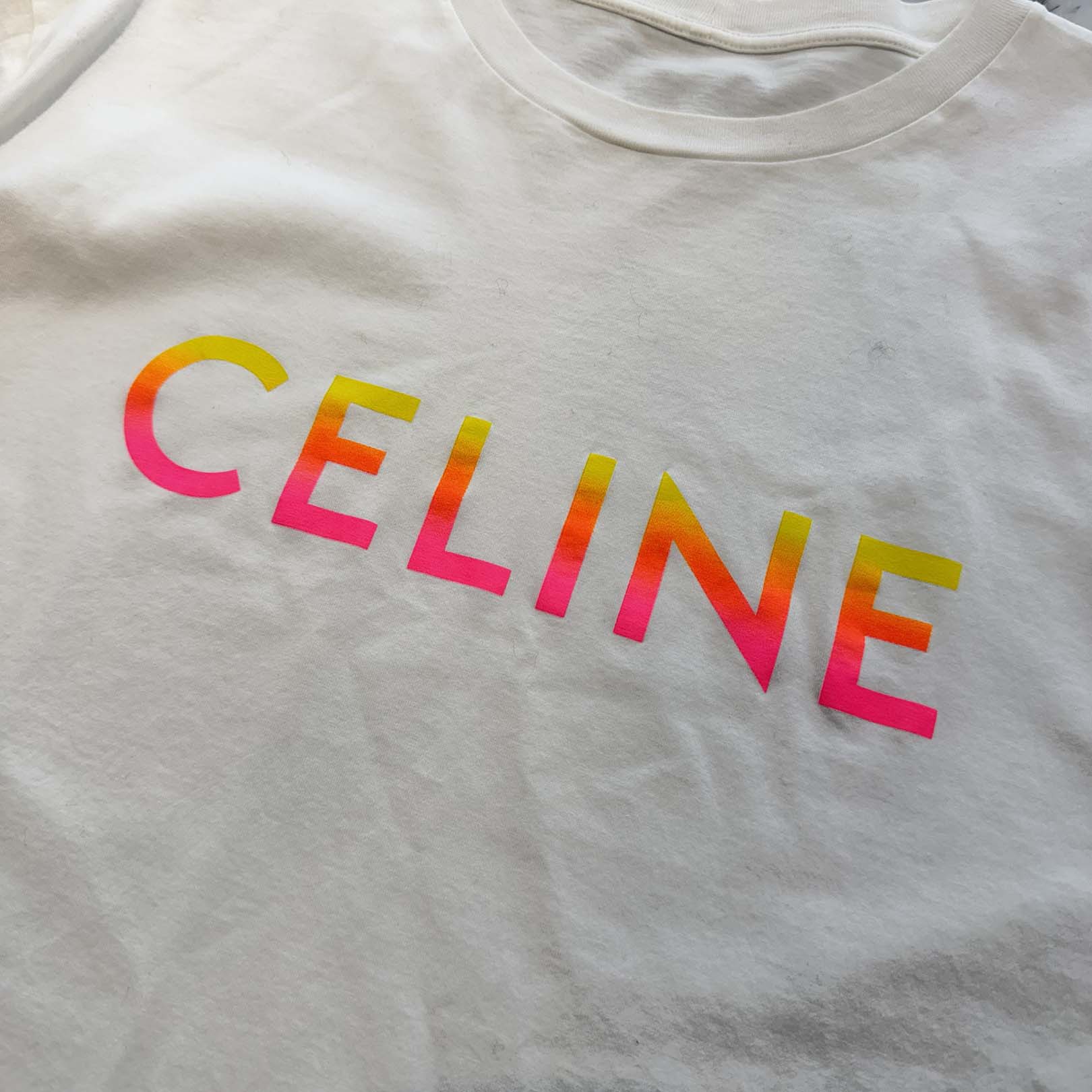CELINE 2022SS Gradation Logo Cotton Tee 2X10B671Q Size S セリーヌ グラデーション ロゴ コットン Tシャツ サイズS