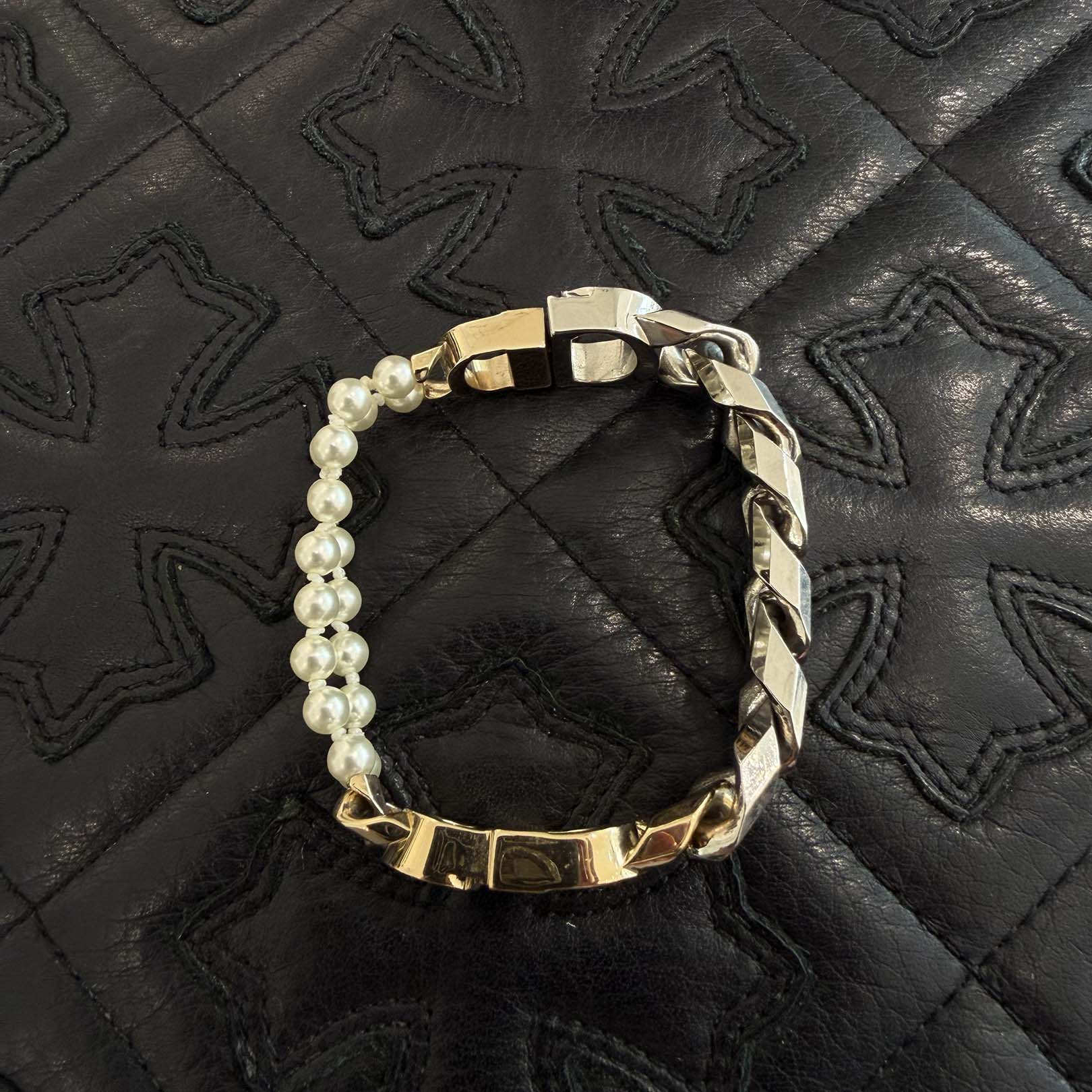 DIOR × sacai 2022SS CD ICON Pearl Chain Bracelet B1440HOMMT_D341 Size M ディオール×サカイ CD アイコン パールチェーンブレスレット サイズM