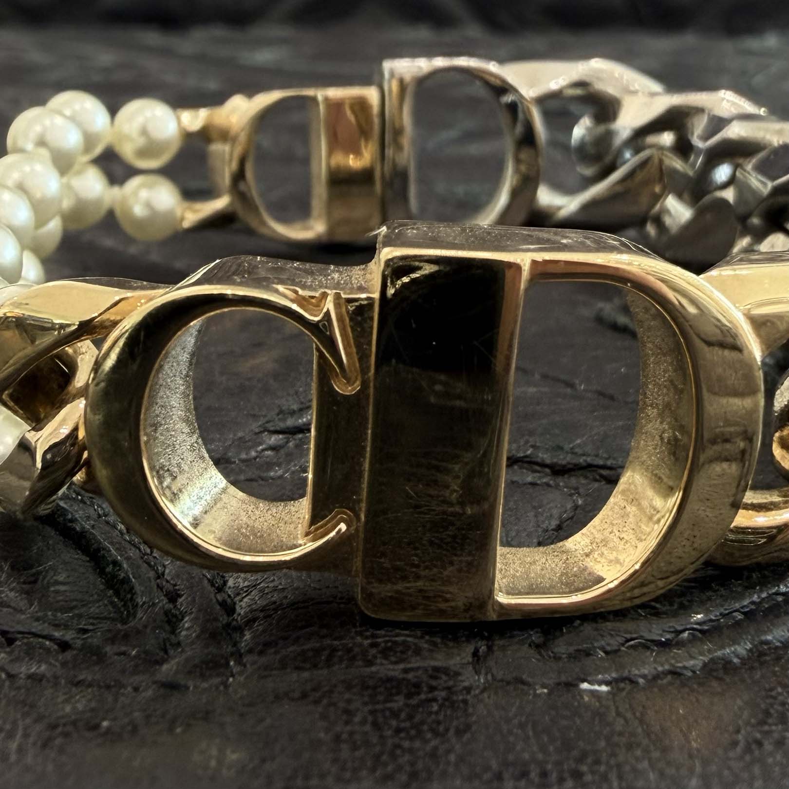 Dior チェーンブレスレット パール付き DIOR × sacai 2022SS CD ICON Pearl Chain Bracelet B1440HOMMT_D341