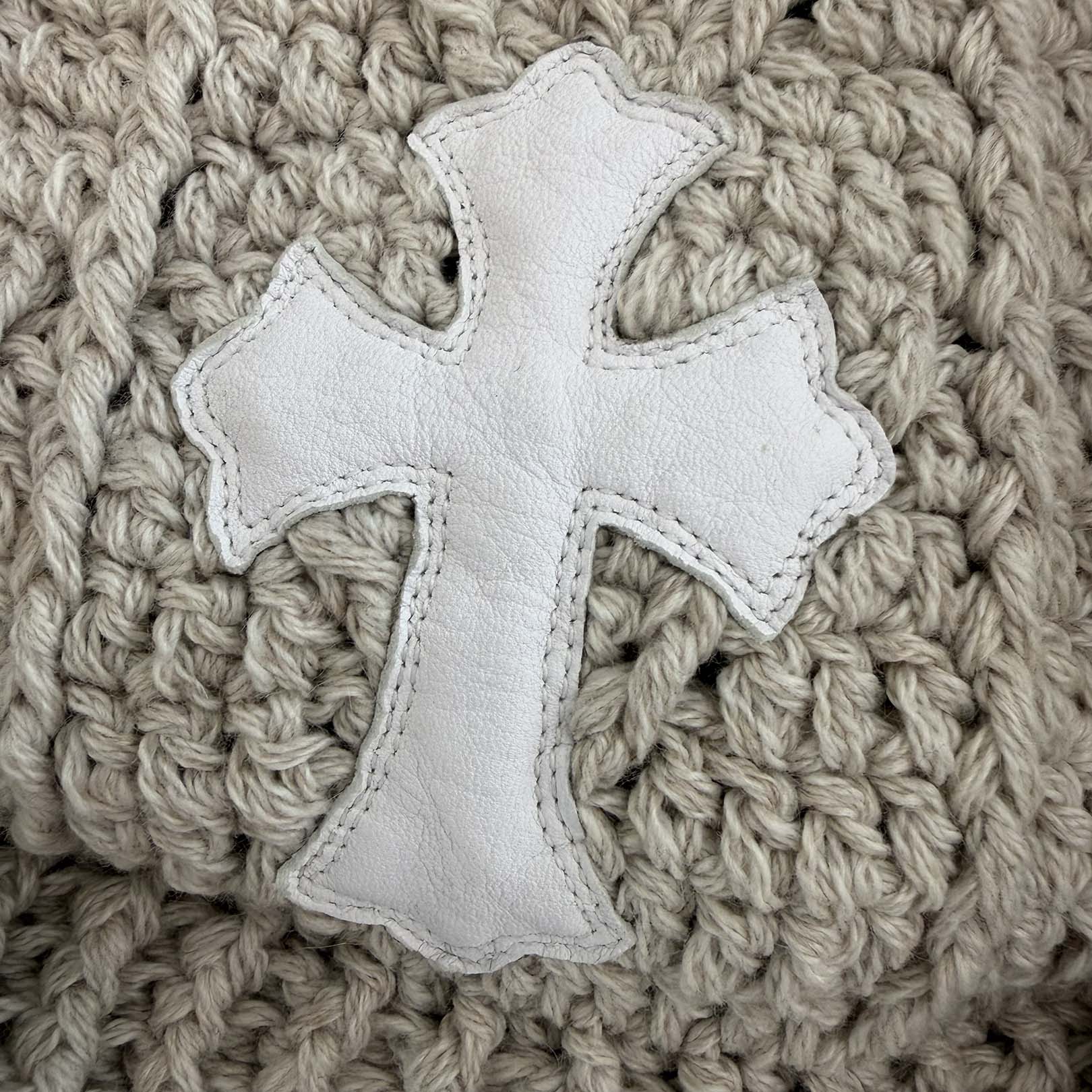 CHROME HEARTS Cross Leather Patch Cashmere Beanie Size ONE SIZE (26cm) クロムハーツ クロスレザーパッチ カシミヤ ビーニー サイズONE SIZE (26cm)