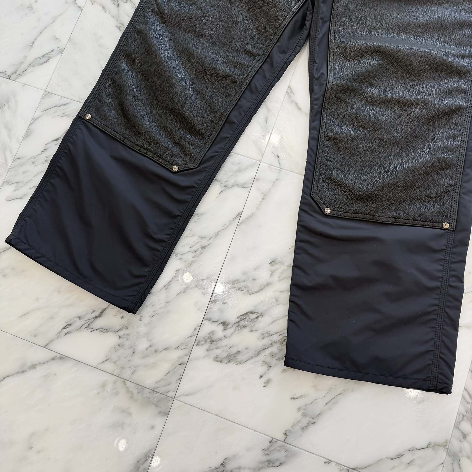 CHROME HEARTS Carpenter Leather Cross Patch Nylon Leather Work Pants Size 36 クロムハーツ カーペンター レザークロスパッチ ナイロン レザー 切替 ワークパンツ サイズ36