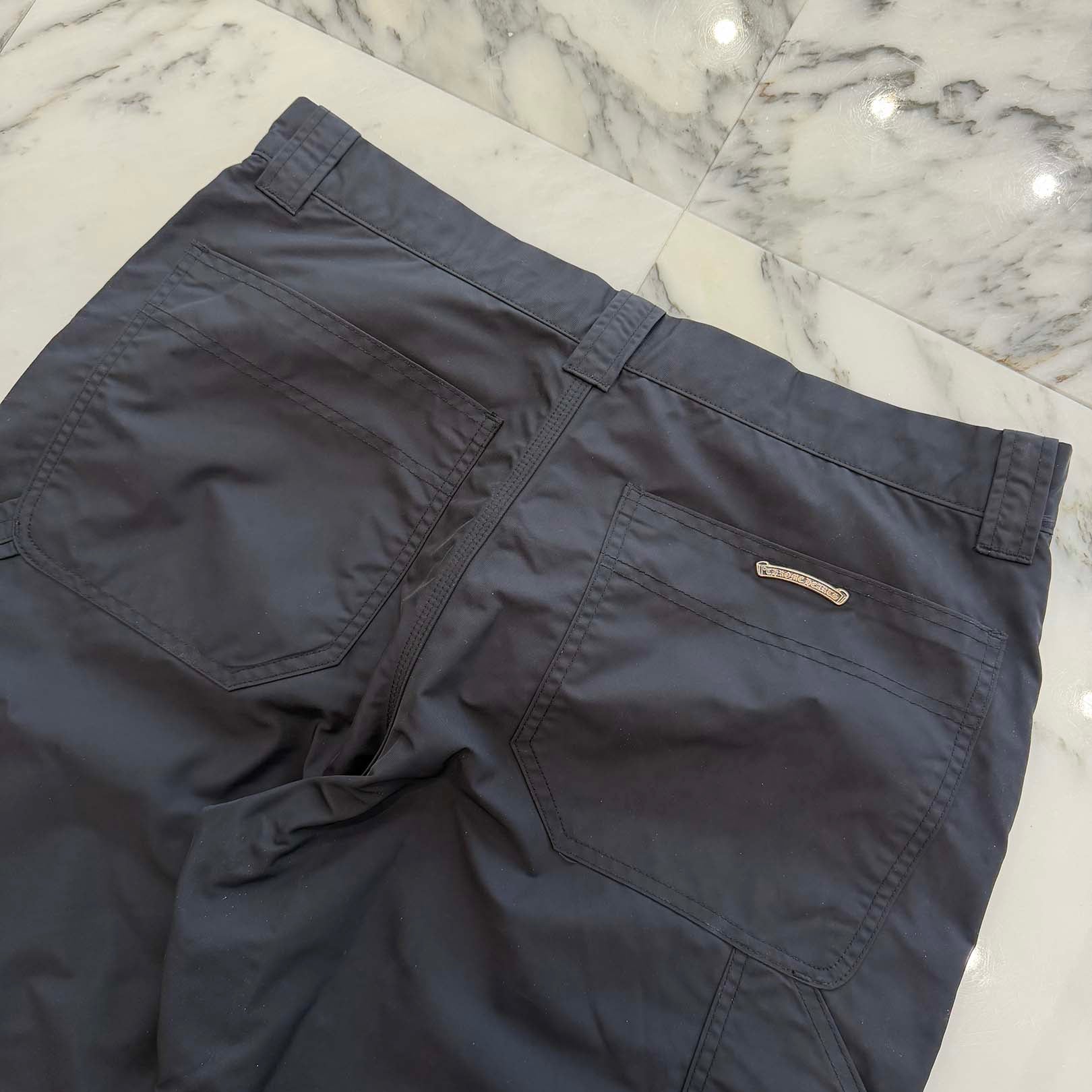 CHROME HEARTS Carpenter Leather Cross Patch Nylon Leather Work Pants Size 36 クロムハーツ カーペンター レザークロスパッチ ナイロン レザー 切替 ワークパンツ サイズ36