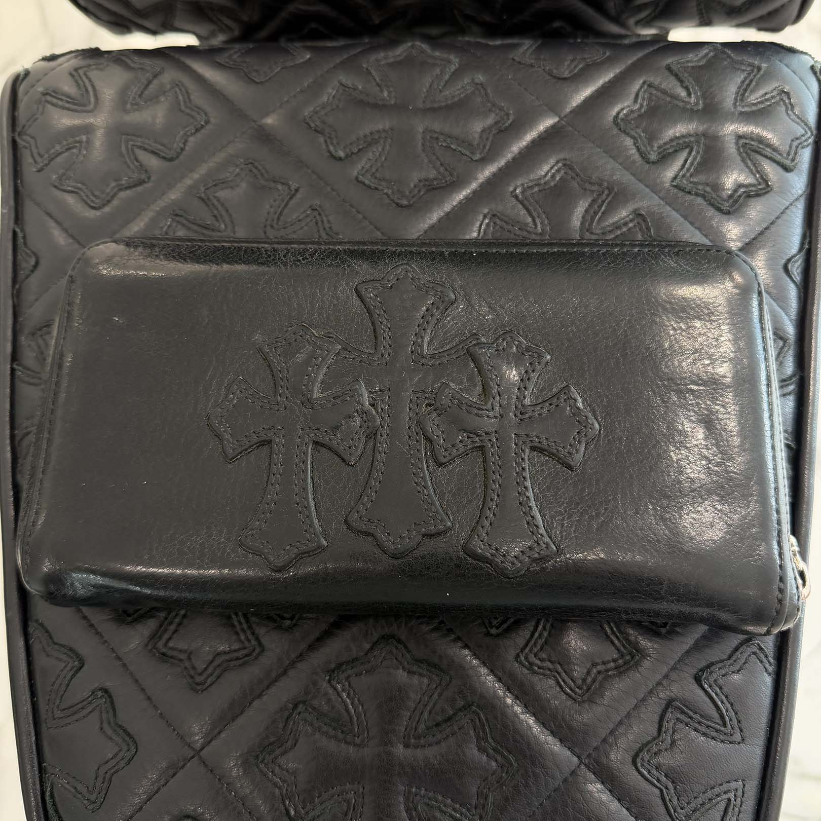 CHROME HEARTS 3 Cemetery Leather Cross Patch REC F Zip Wallet クロムハーツ 3 セメタリー レザークロスパッチ レック F ジップ ウォレット